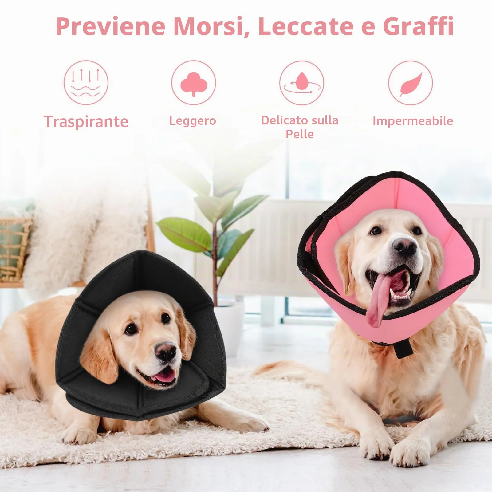 PUZAUKAL Collare Elisabettiano Morbido per Cani, XL, Rosa - immagine 5