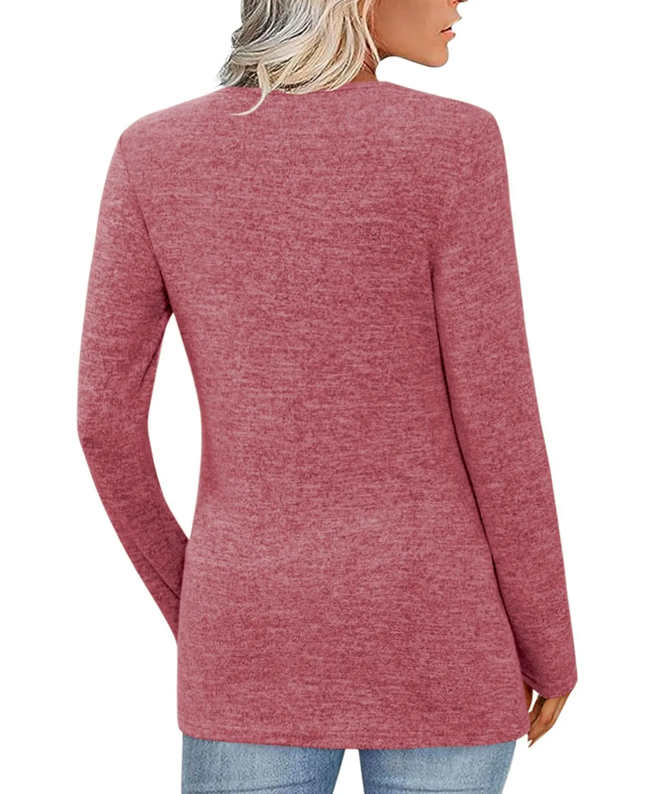 Fisoew Maglia Donna a Maniche Lunghe con Scollo a V, Rosso, XL - immagine 2