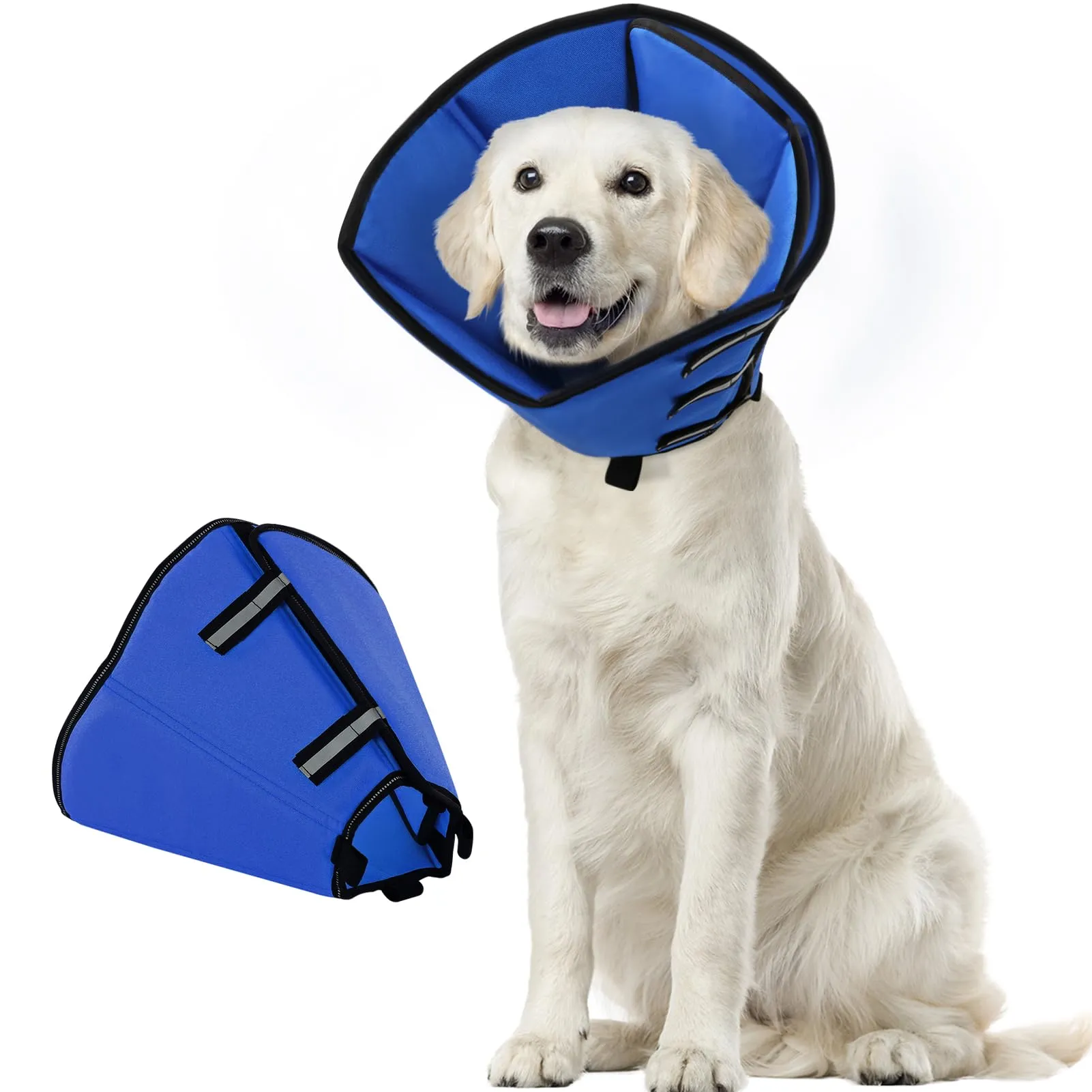 PUZAUKAL Collare Elisabettiano Morbido per Cani, XL, Blu - immagine 1