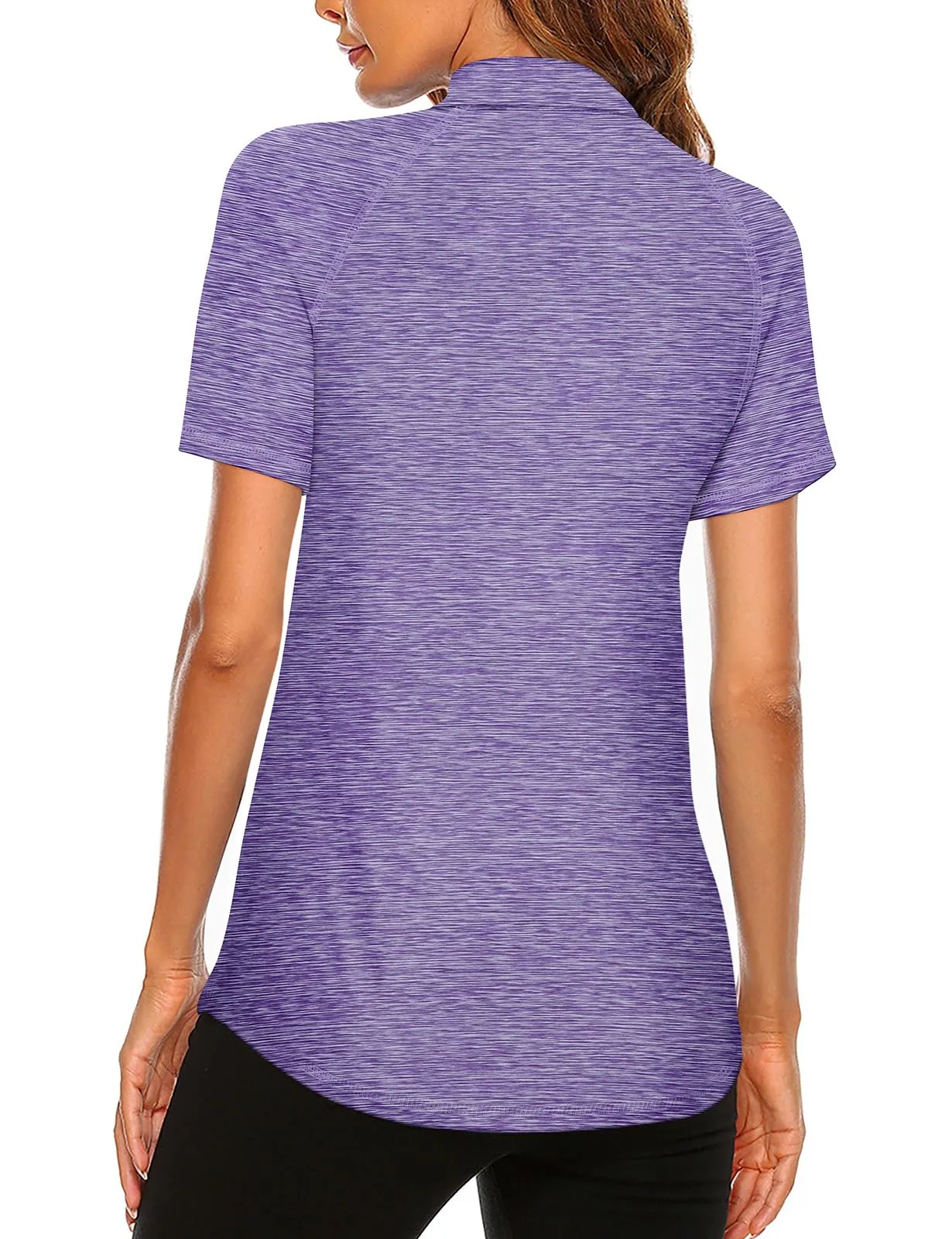 Koscacy Polo da Donna Senza Maniche per Golf e Tennis con Cerniera, Viola, M - immagine 2