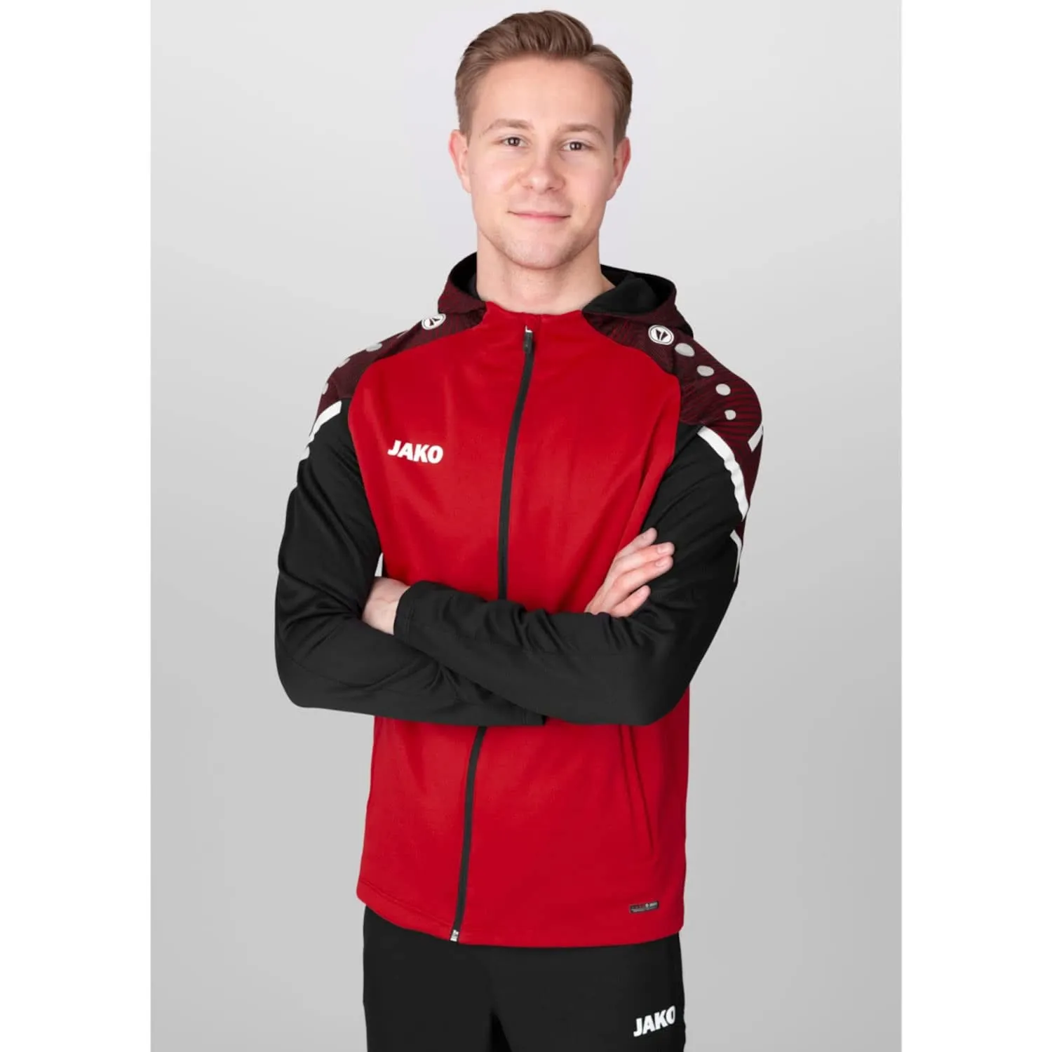 JAKO Giacca con cappuccio Performance 6822 Rosso/Nero M - immagine 2
