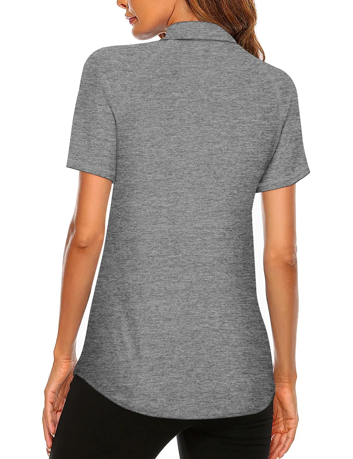 Koscacy Polo da Donna Senza Maniche per Golf e Tennis con Cerniera, Grigio, M - immagine 2