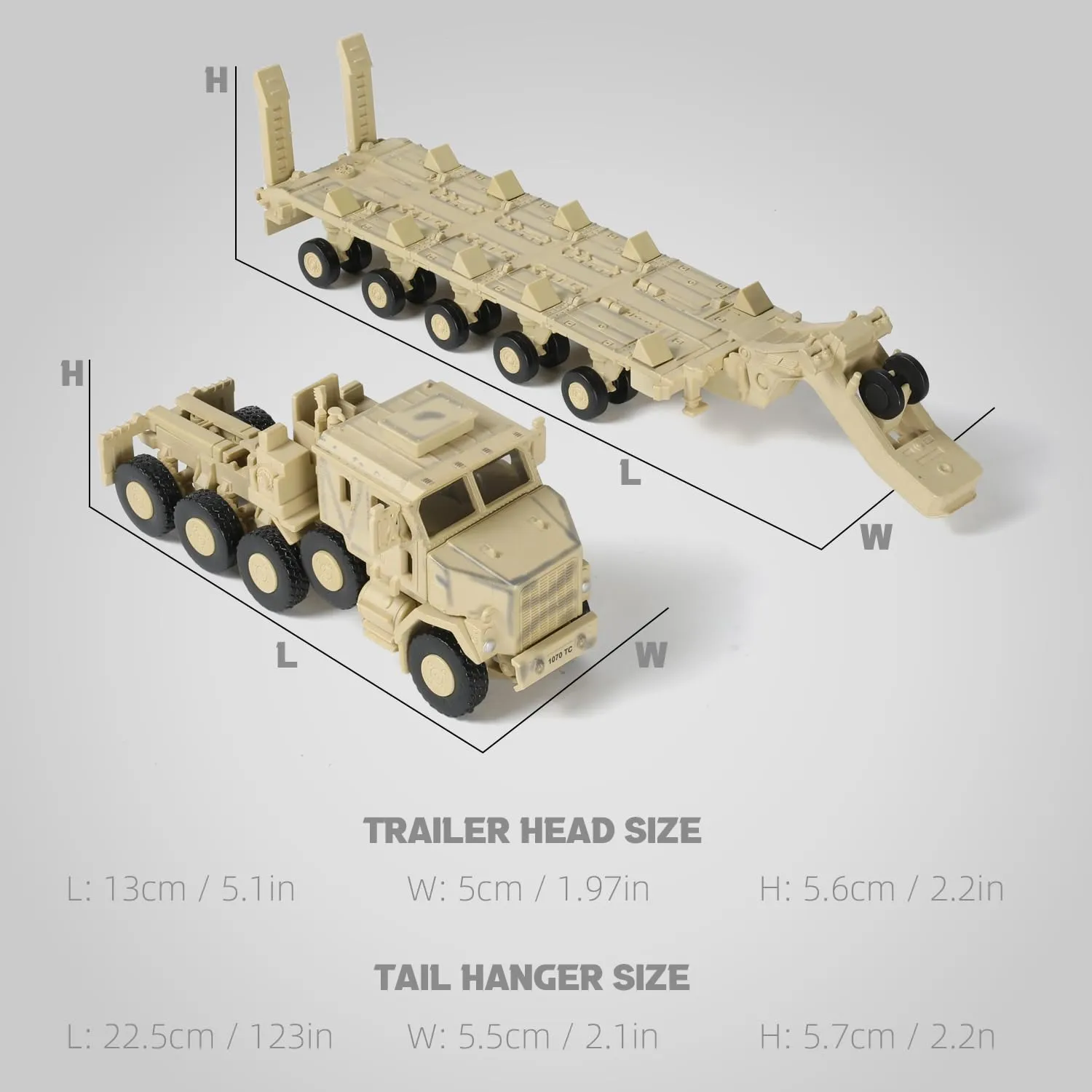 SEBUNAS Oshkosh M1070 Heavy Equipment Transporter 1/72 Scale Plastic Model Kit (Desert) - immagine 2