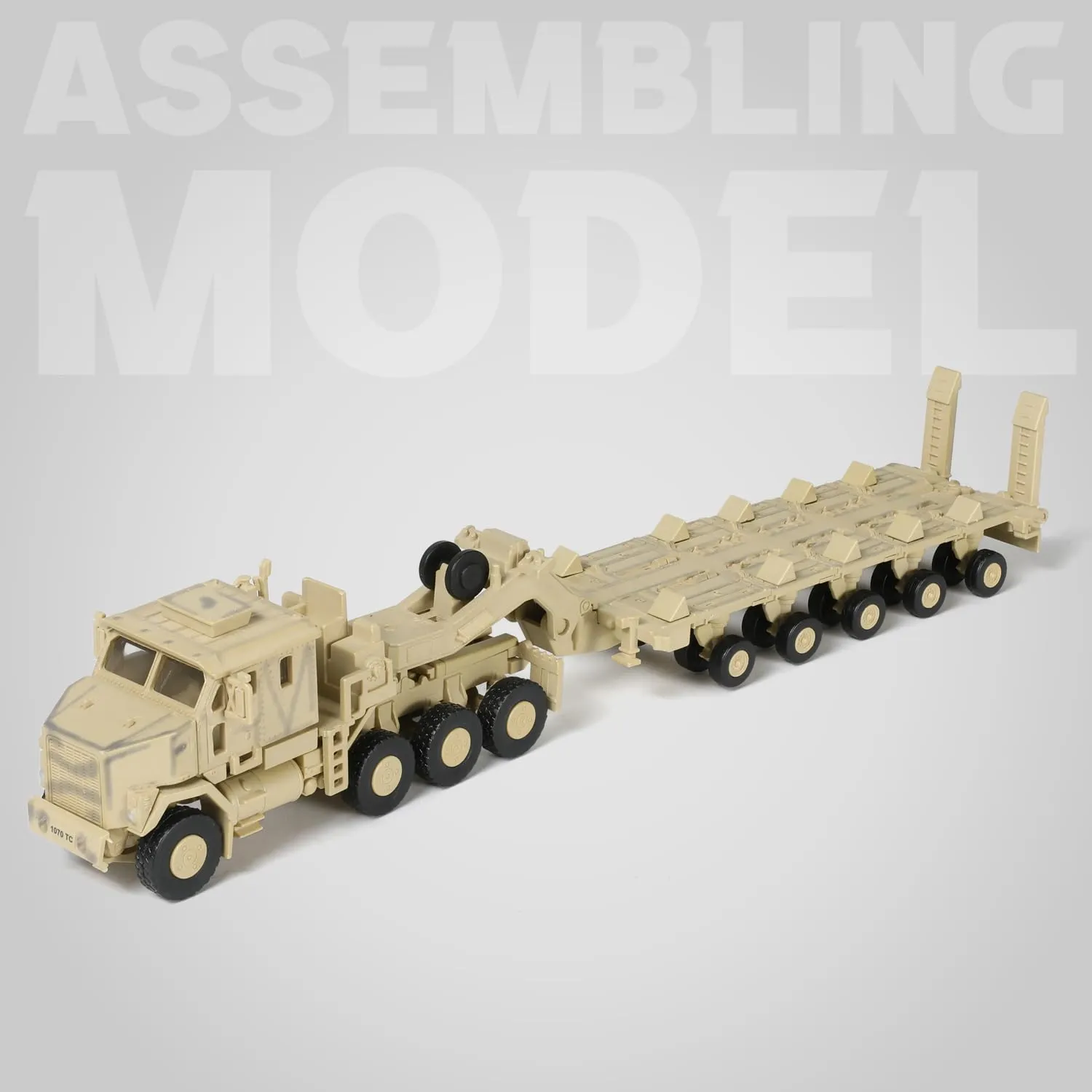SEBUNAS Oshkosh M1070 Heavy Equipment Transporter 1/72 Scale Plastic Model Kit (Desert) - immagine 3