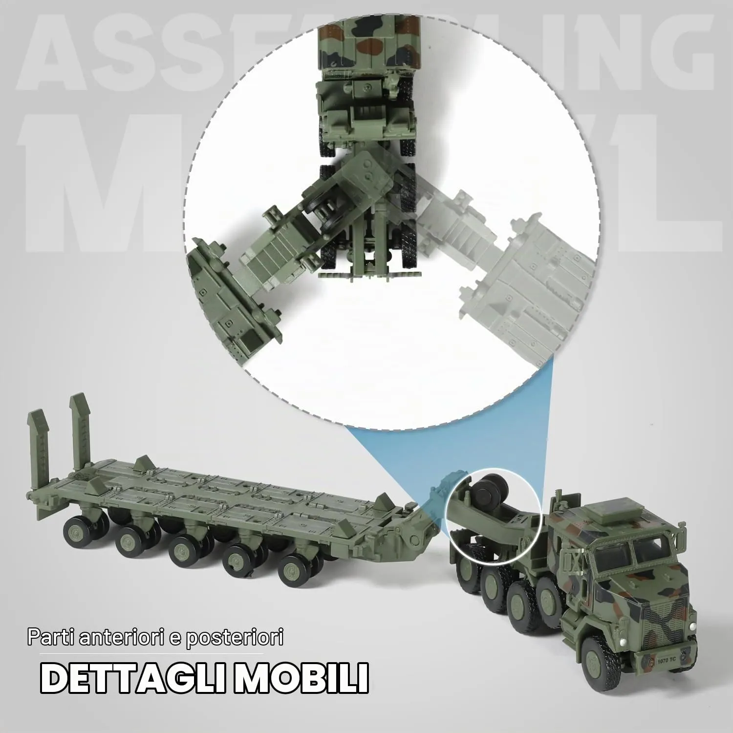 SEBUNAS OshKosh M1070 Trasportatore di Equipaggiamenti Pesanti Kit Modello in Plastica Scala 1/72, Verde - immagine 4