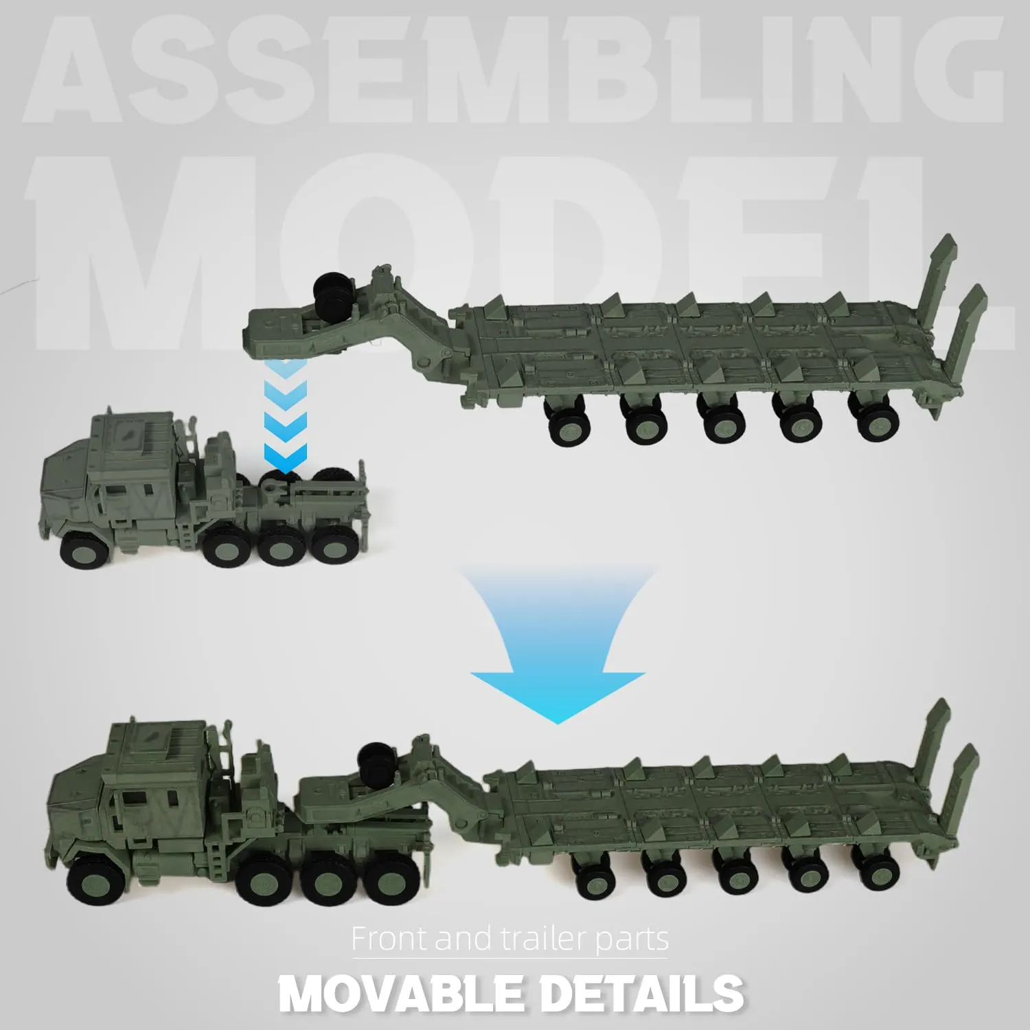 SEBUNAS OshKosh M1070 Trasportatore di Equipaggiamenti Pesanti Kit Modello in Plastica Scala 1/72, Verde - immagine 5