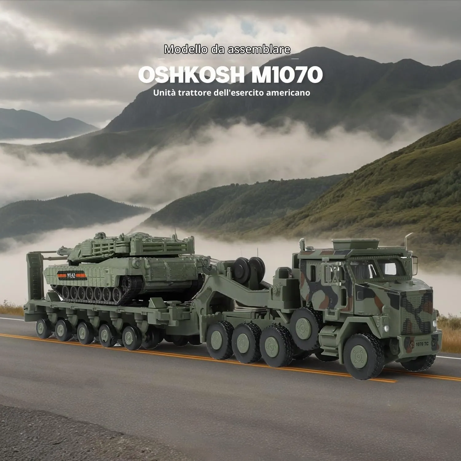 SEBUNAS OshKosh M1070 Trasportatore di Equipaggiamenti Pesanti Kit Modello in Plastica Scala 1/72, Verde - immagine 6