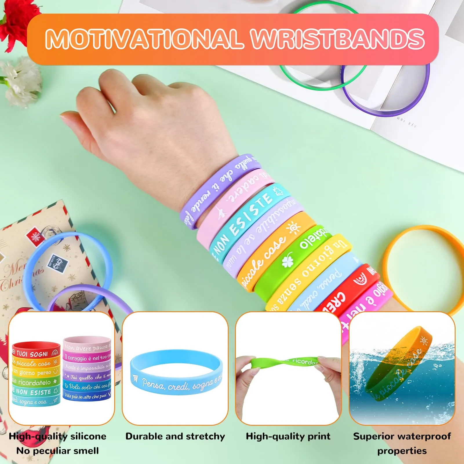Tccydm 24 Braccialetti Motivazionali per Bambini in Silicone - immagine 2