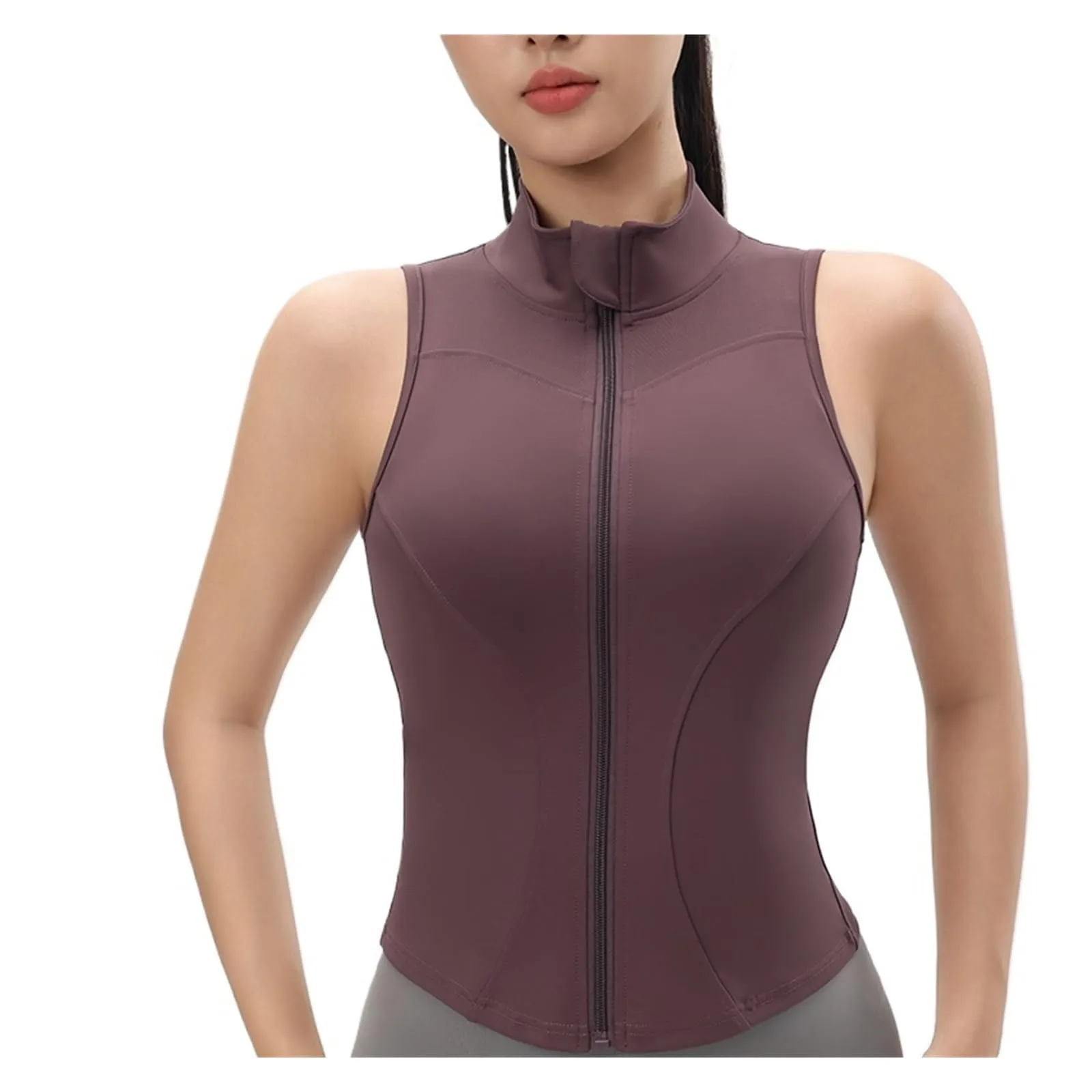 ZRHWSPD Giacca Sportiva Donna Senza Maniche con Cerniera, Pink, M - immagine 6