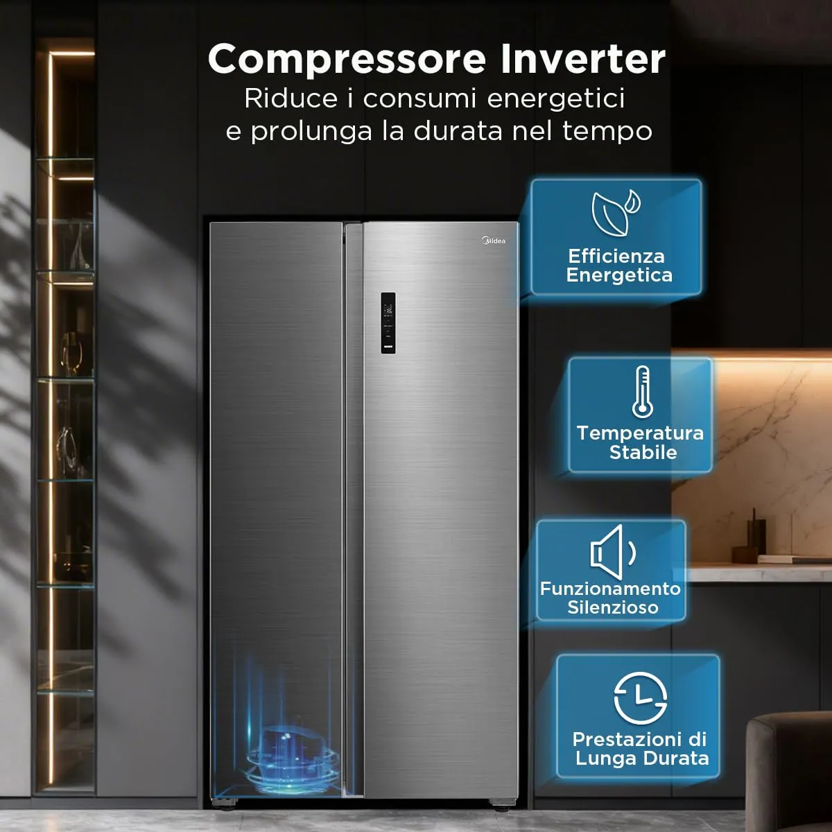 Midea Side by Side Refrigerator Total No Frost 555L MDRS710FGD46 - immagine 4