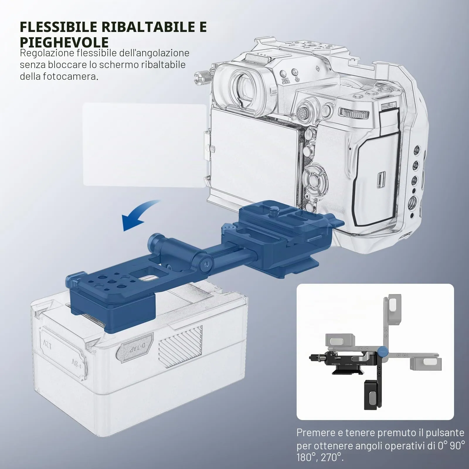 NEEWER Piastra Batteria V Mount con Piastra QR Arca e Supporto Caricabatterie Portatile, Adattatore V Lock per PS099E, Compatibile con DJI RS4 RS3, PS017A - immagine 4