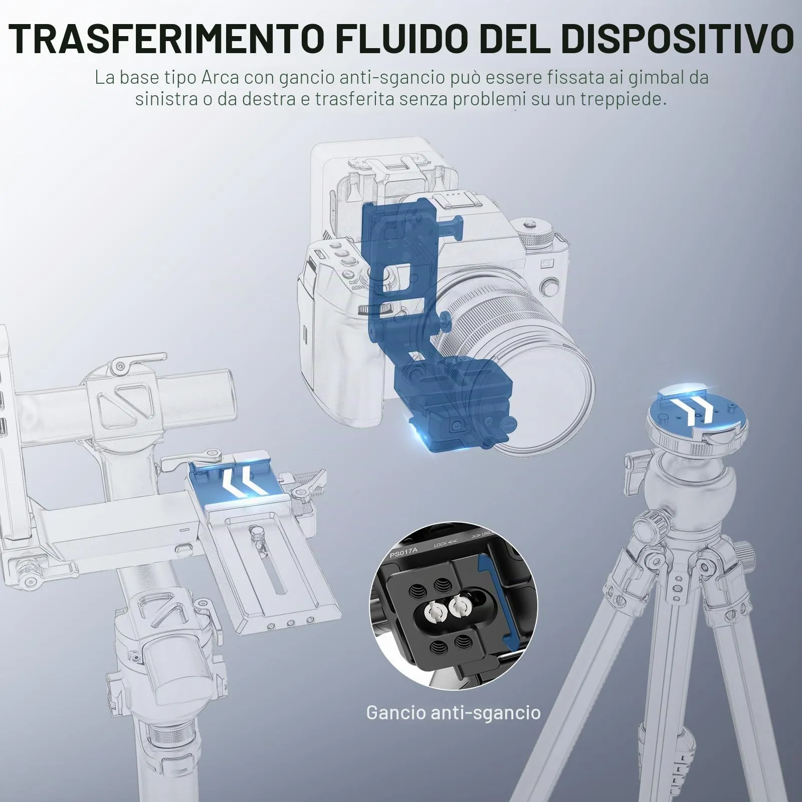 NEEWER Piastra Batteria V Mount con Piastra QR Arca e Supporto Caricabatterie Portatile, Adattatore V Lock per PS099E, Compatibile con DJI RS4 RS3, PS017A - immagine 5