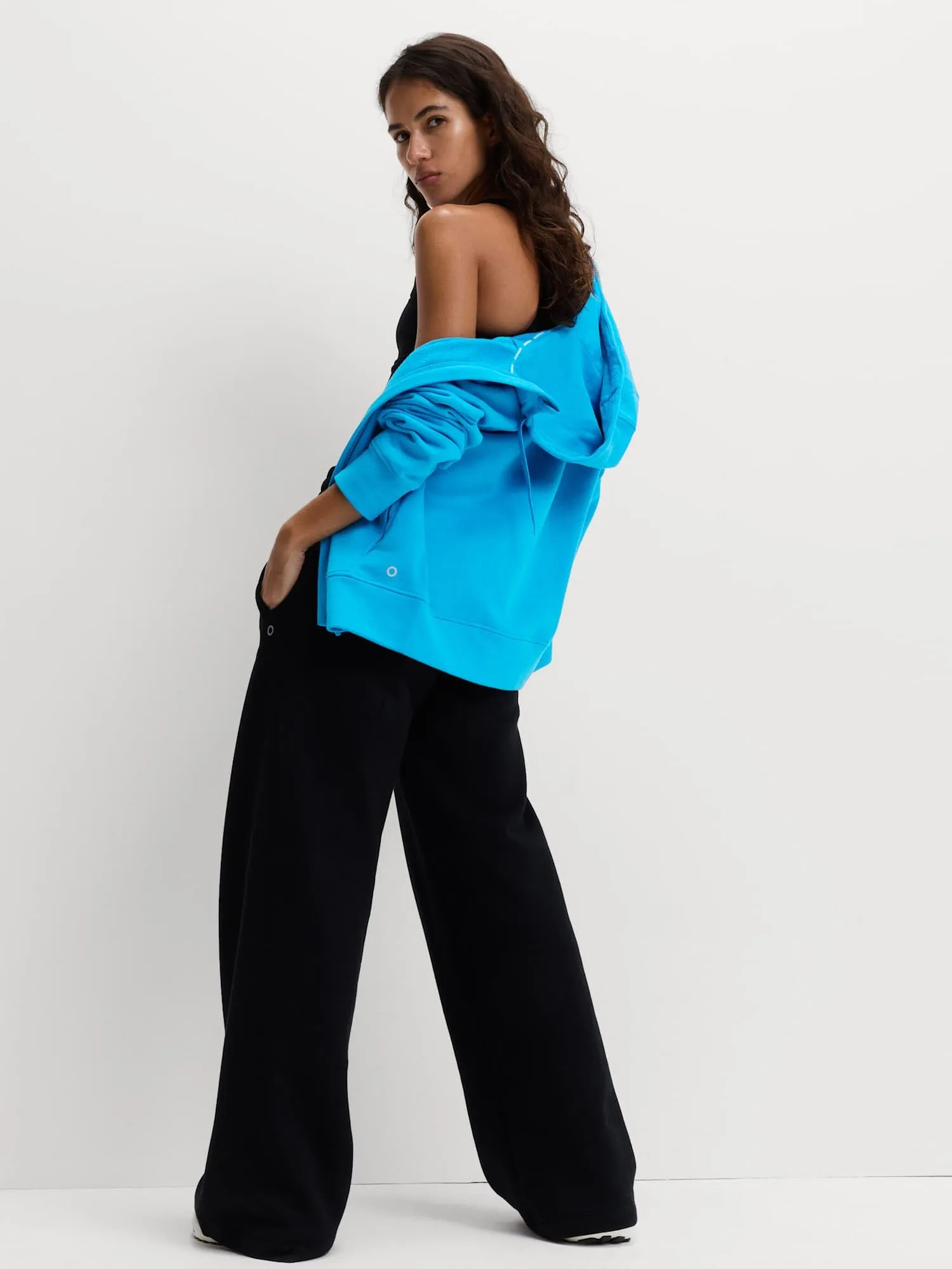 Marks & Spencer Felpa Relaxed con Cappuccio e Zip in Misto Cotone da Donna Blu - immagine 6