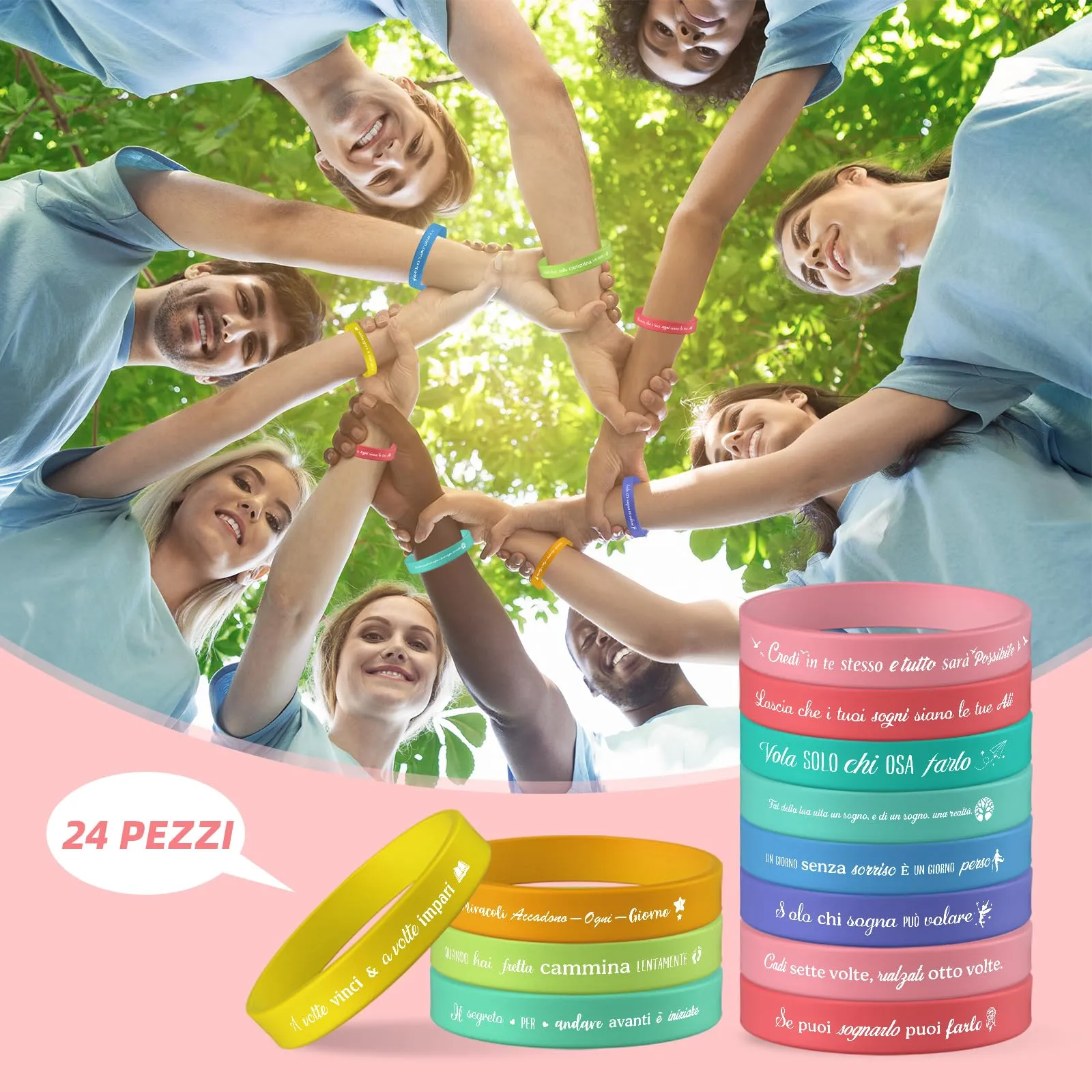 Xingch Braccialetti Motivazionali in Silicone, 21 cm, 36 Pezzi - immagine 4
