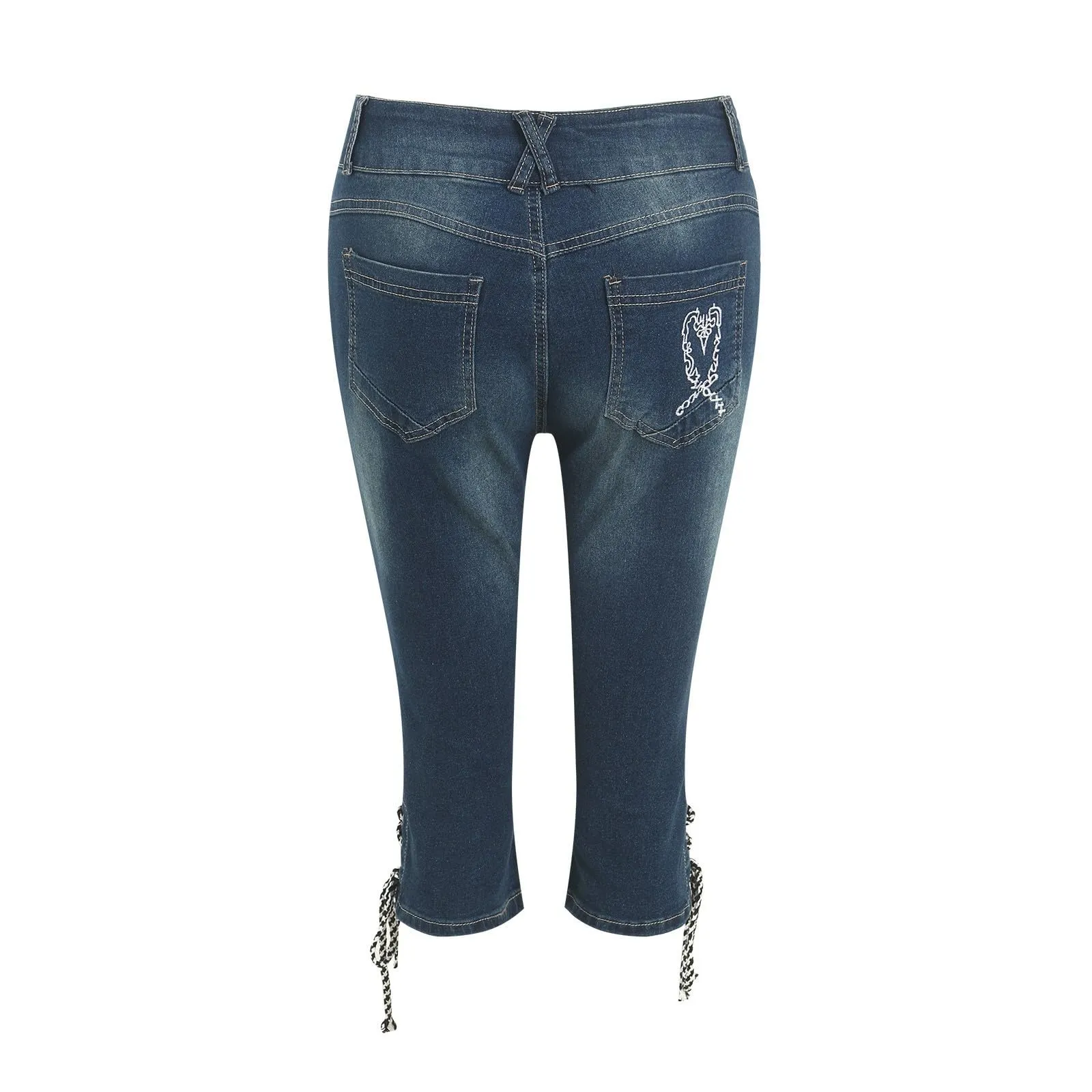 Gefomuofe Pantaloni da donna Oktoberfest stile bavarese, 3/4 elasticizzati, Blu, XXL - immagine 3