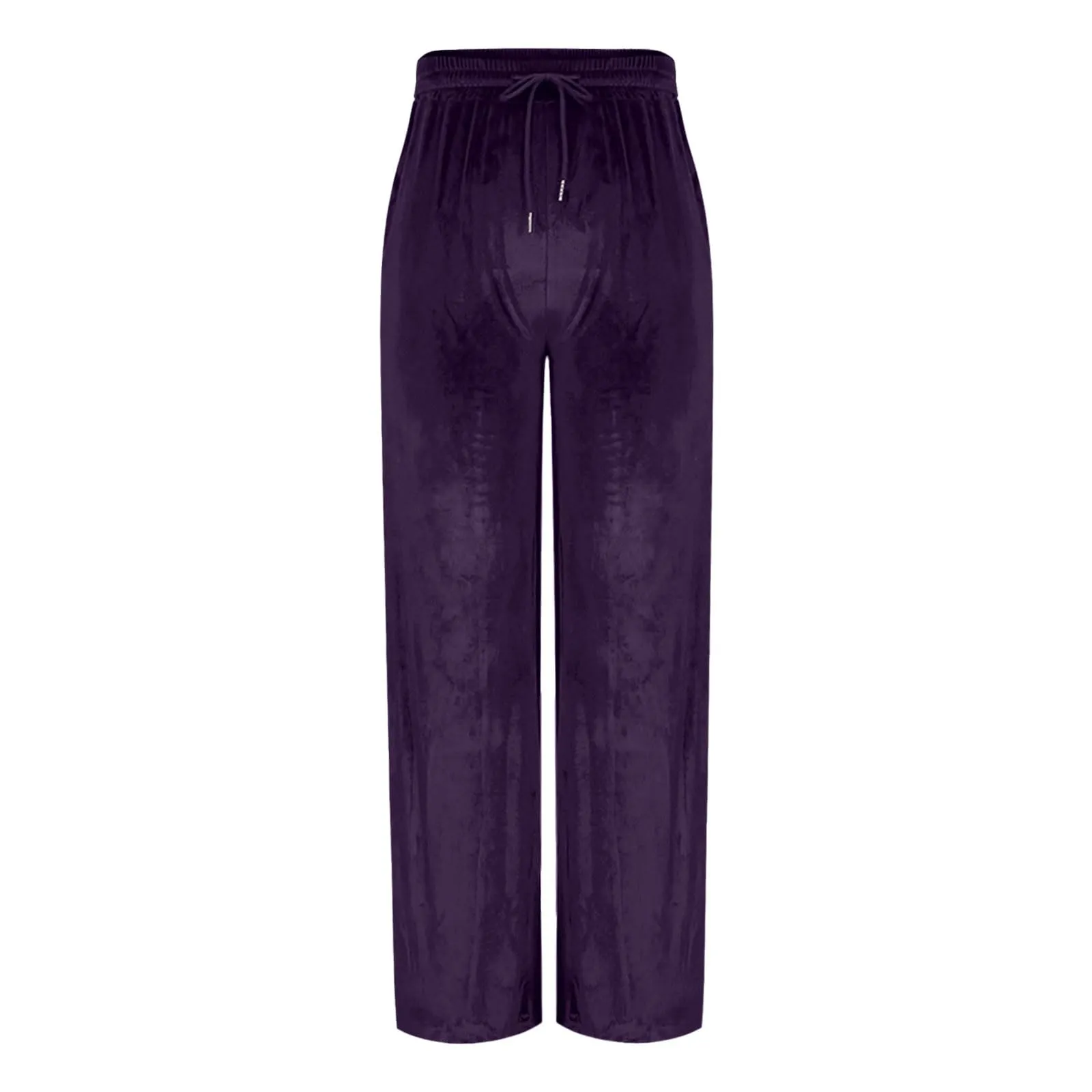 Gefomuofe Pantaloni in velluto a coste da donna a gamba larga a vita alta, Lilla, L - immagine 5