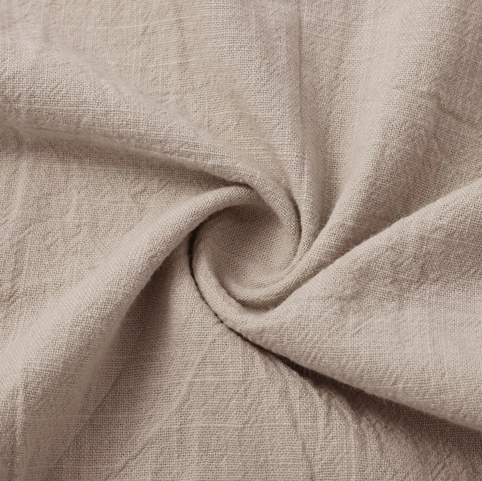 Cocila Maglietta da Donna in Cotone e Lino con Cappuccio, Scollo a V e Tasca, Beige, L - immagine 2