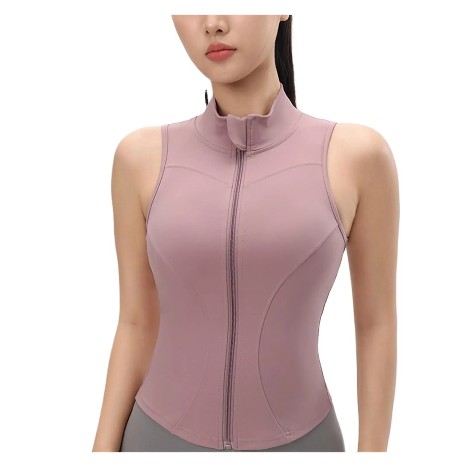 ZRHWSPD Giacca Sportiva Donna Senza Maniche con Cerniera, Purple, XL - immagine 5