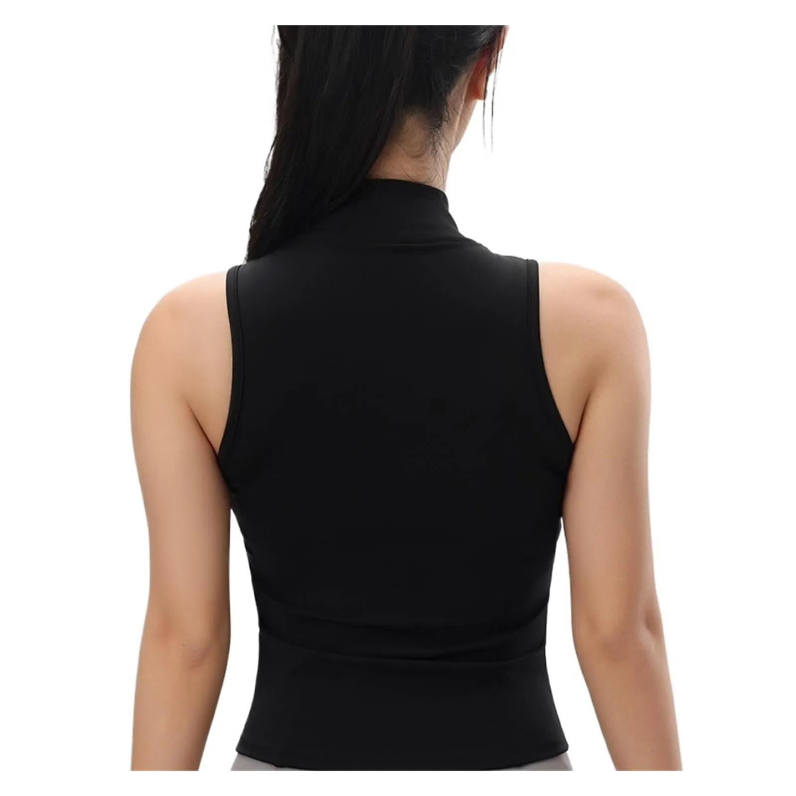 ZRHWSPD Giacca Sportiva Donna Senza Maniche Aderente con Cerniera per Yoga, Blu, L - immagine 7