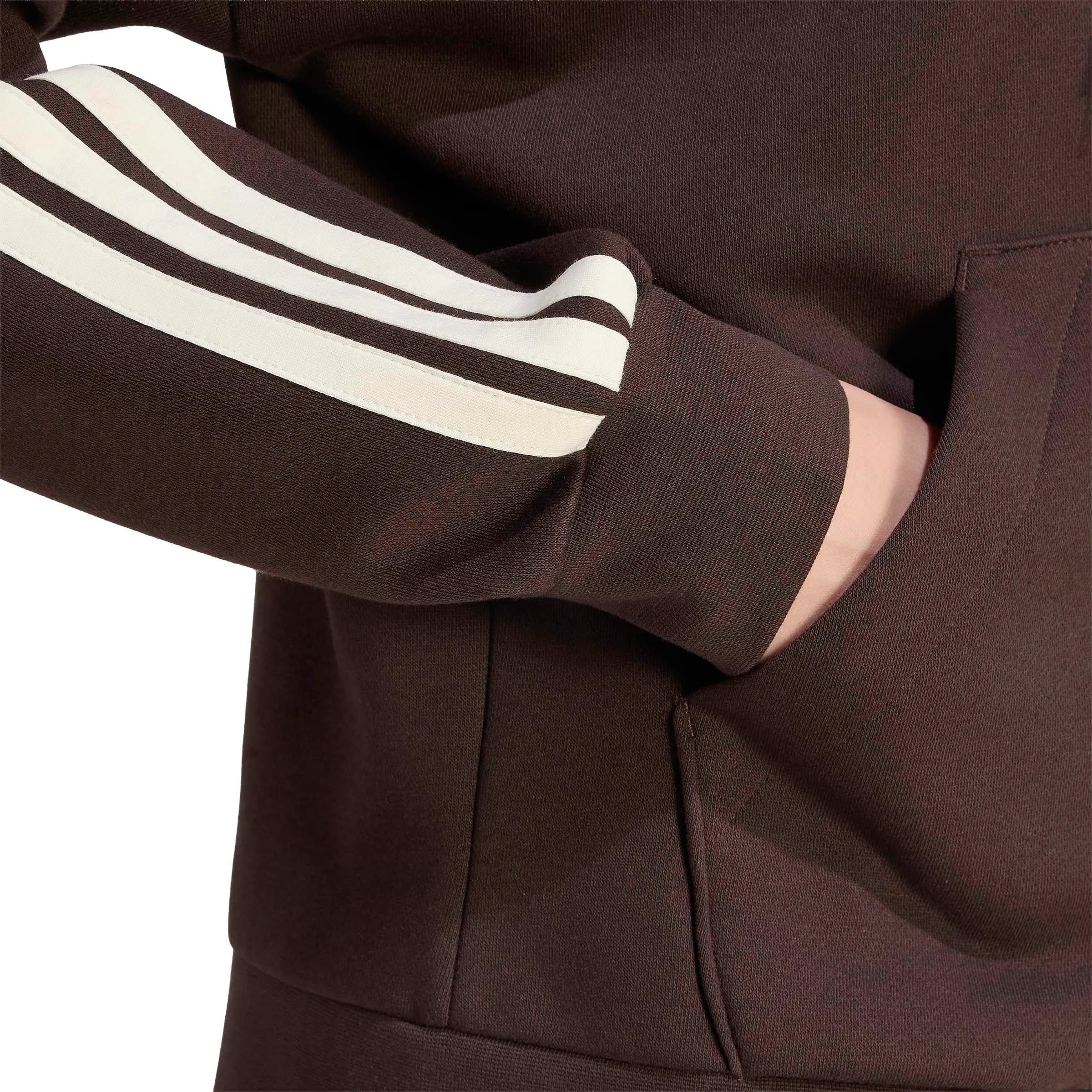 adidas Donna Essentials 3-Stripes Full-Zip Fleece Hoodie, Aurora Coffee/Ivory, XS - immagine 4
