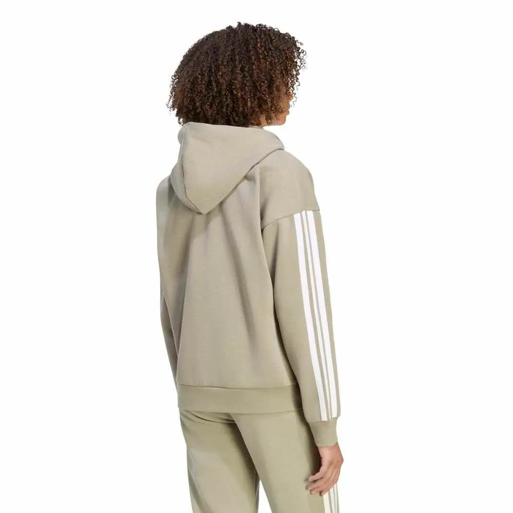 adidas Essentials 3-Stripes Full-Zip Fleece Hoodie, Silver Pebble/White, L - immagine 3