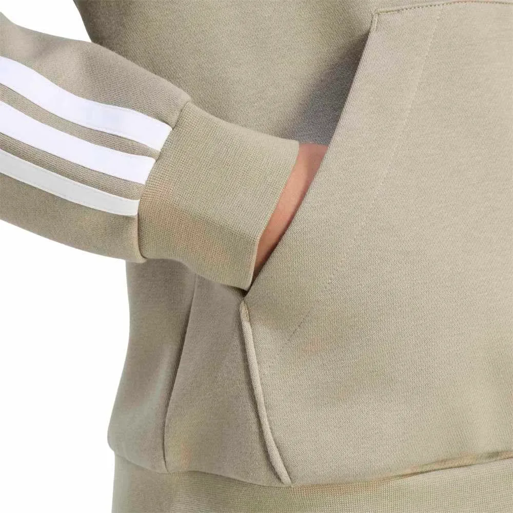 adidas Essentials 3-Stripes Full-Zip Fleece Hoodie, Silver Pebble/White, L - immagine 5