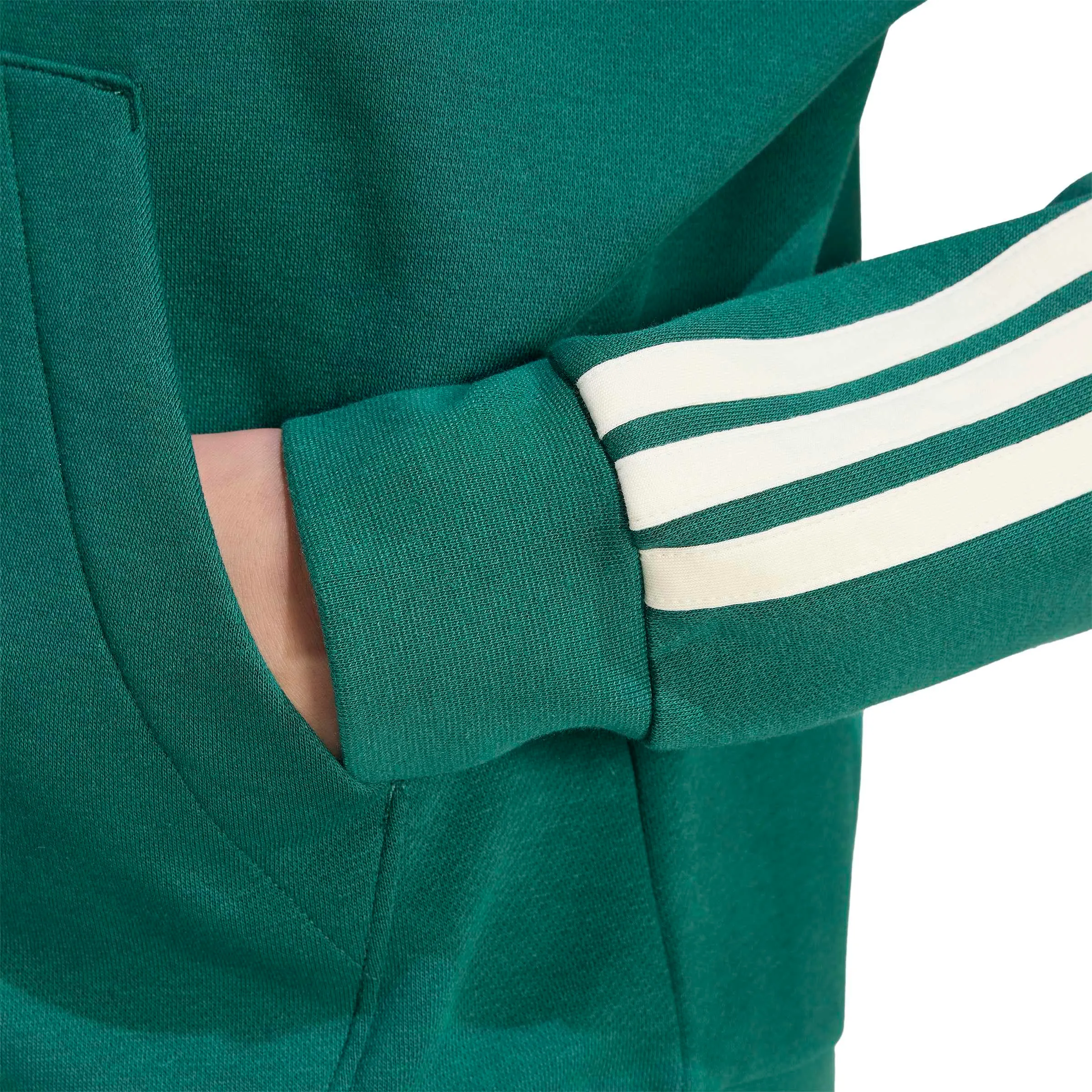 adidas Donna Essentials 3-Stripes Full-Zip Fleece Hoodie, Collegiate Green/Ivory, L - immagine 5