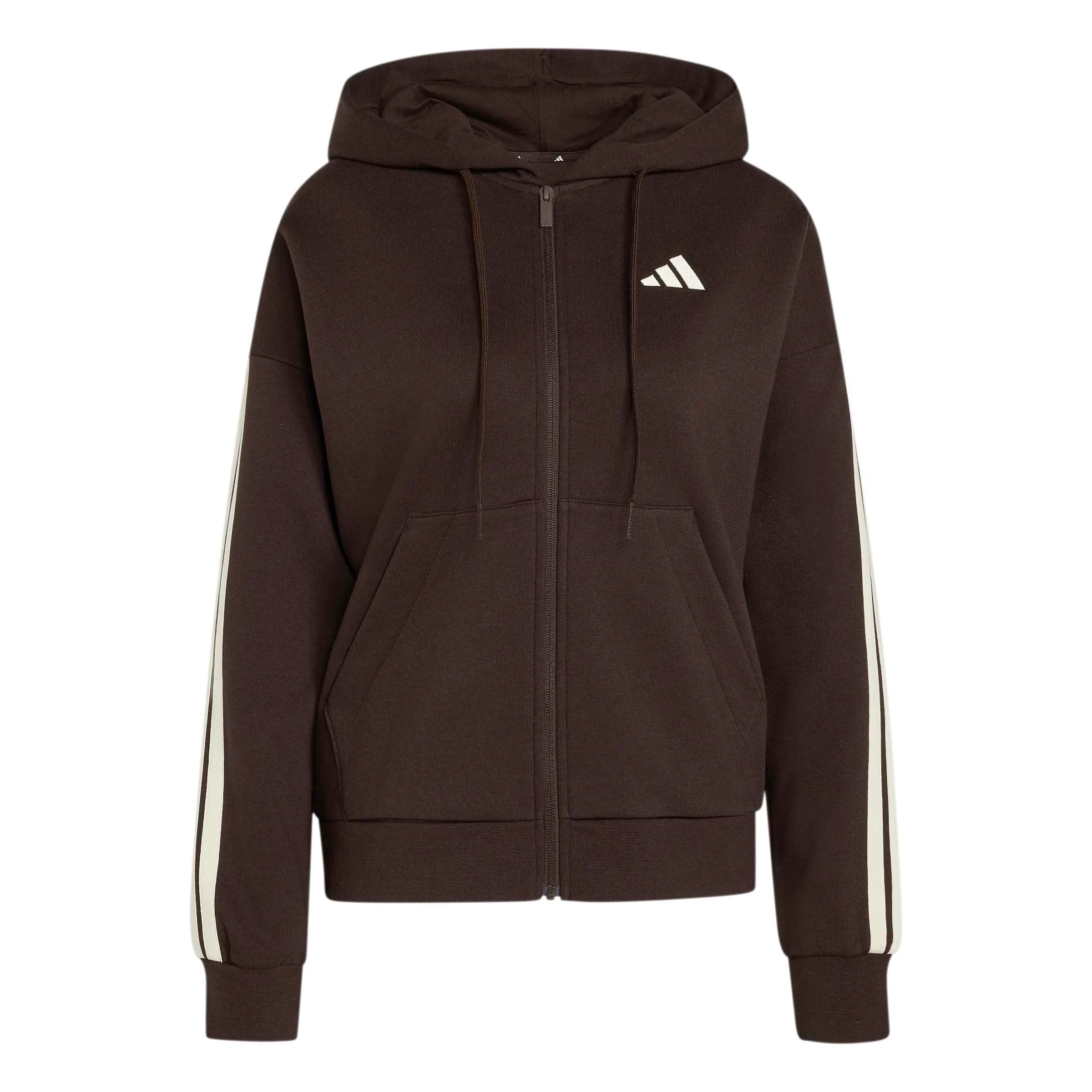 adidas Essentials 3-Stripes Full-Zip Fleece Hoodie, Aurora Coffee/Ivory, M - immagine 1