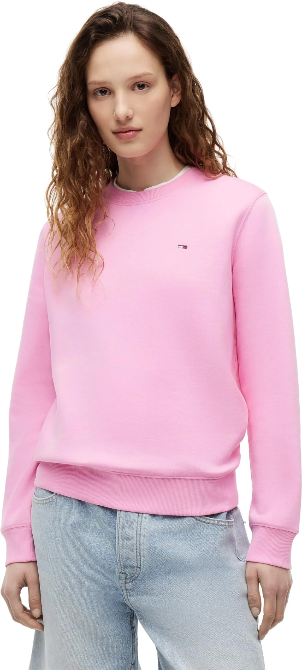 Tommy Jeans Donna Pullover Crew Neck, Pink Daisy, L - immagine 1