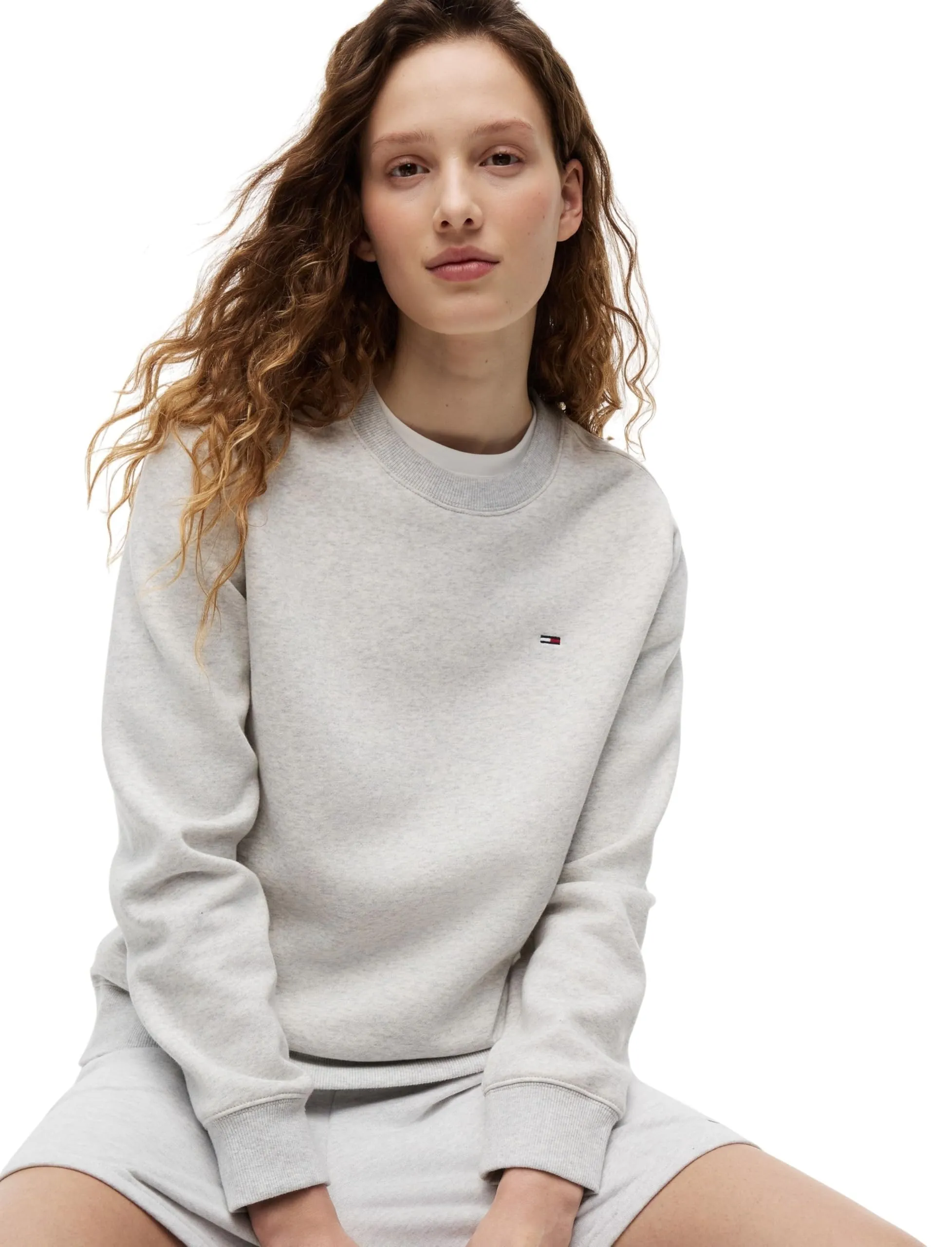Tommy Jeans Donna Pullover Crew Neck - Ice Grey Heather, L - immagine 4
