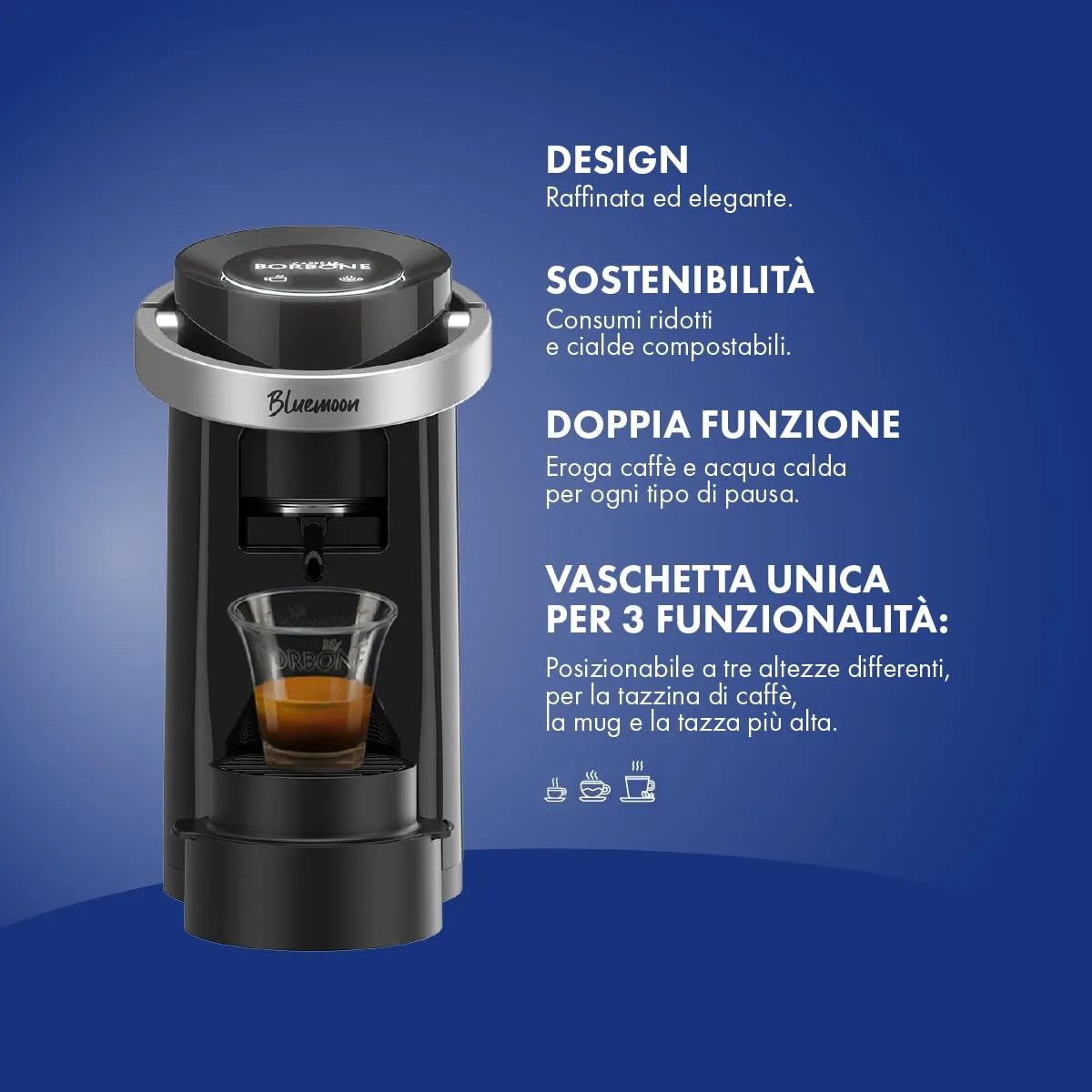 Caffè Borbone Bluemoon Macchina da Caffè a Cialde, Nero - immagine 7
