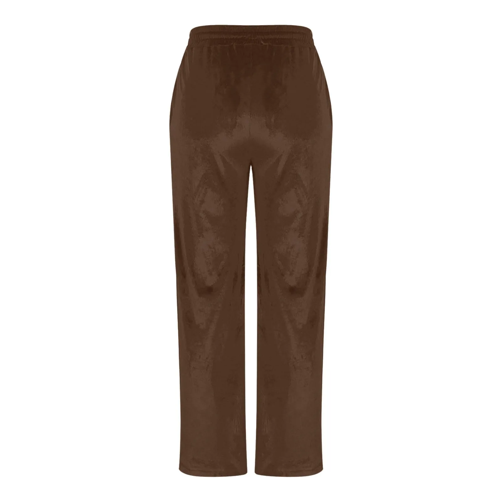 Gefomuofe Pantaloni in velluto a coste da donna a gamba larga, vita alta, marrone, XL - immagine 6