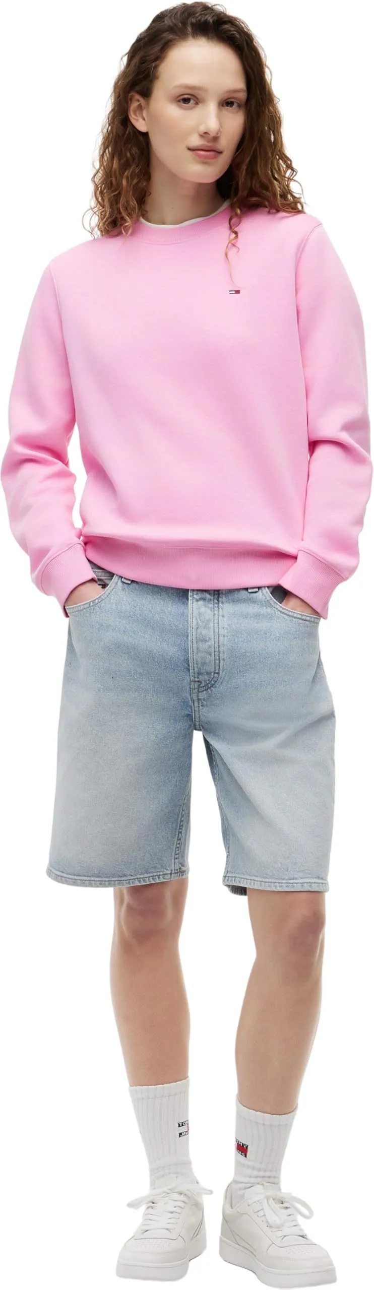 Tommy Jeans Donna Pullover Crew Neck, Pink Daisy, M - immagine 4