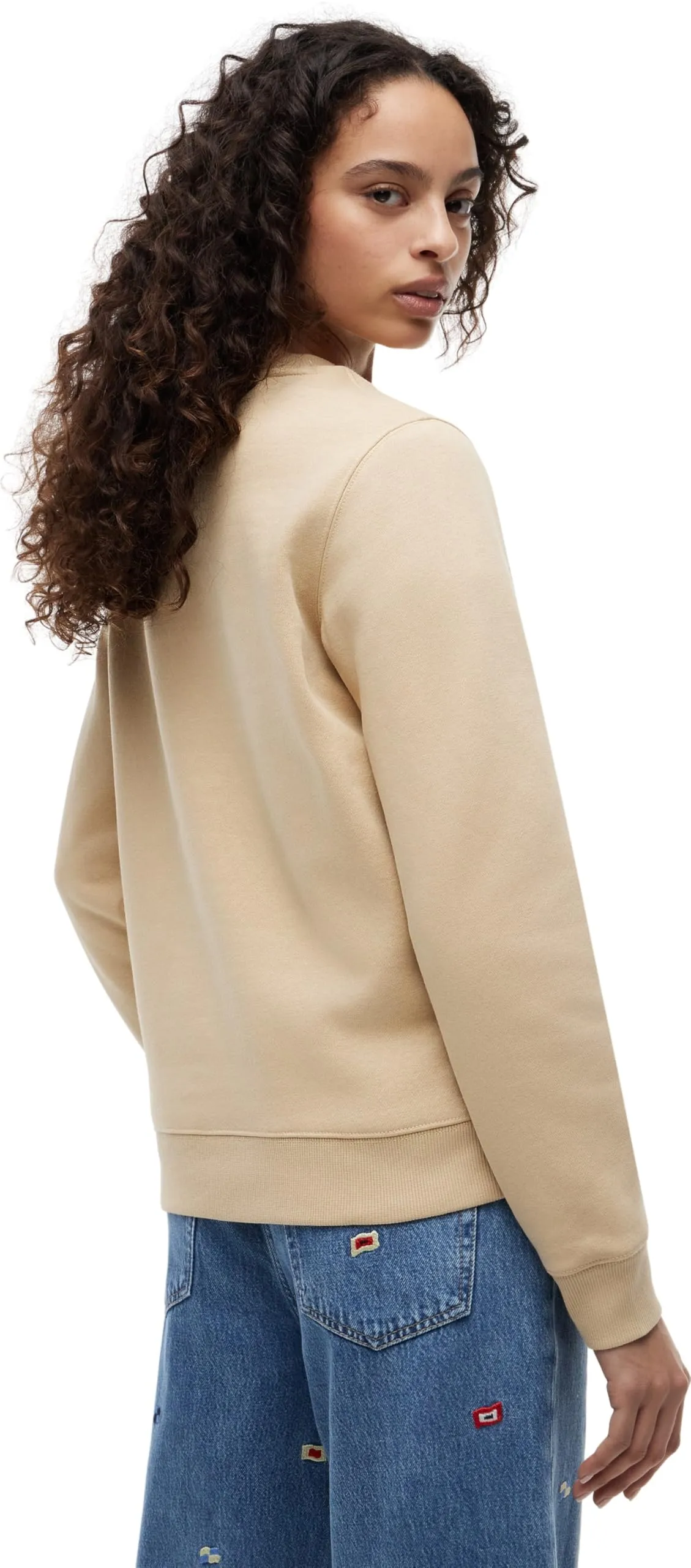 Tommy Jeans Donna Pullover Crew Neck, Beige (Gentle Gold), L - immagine 2