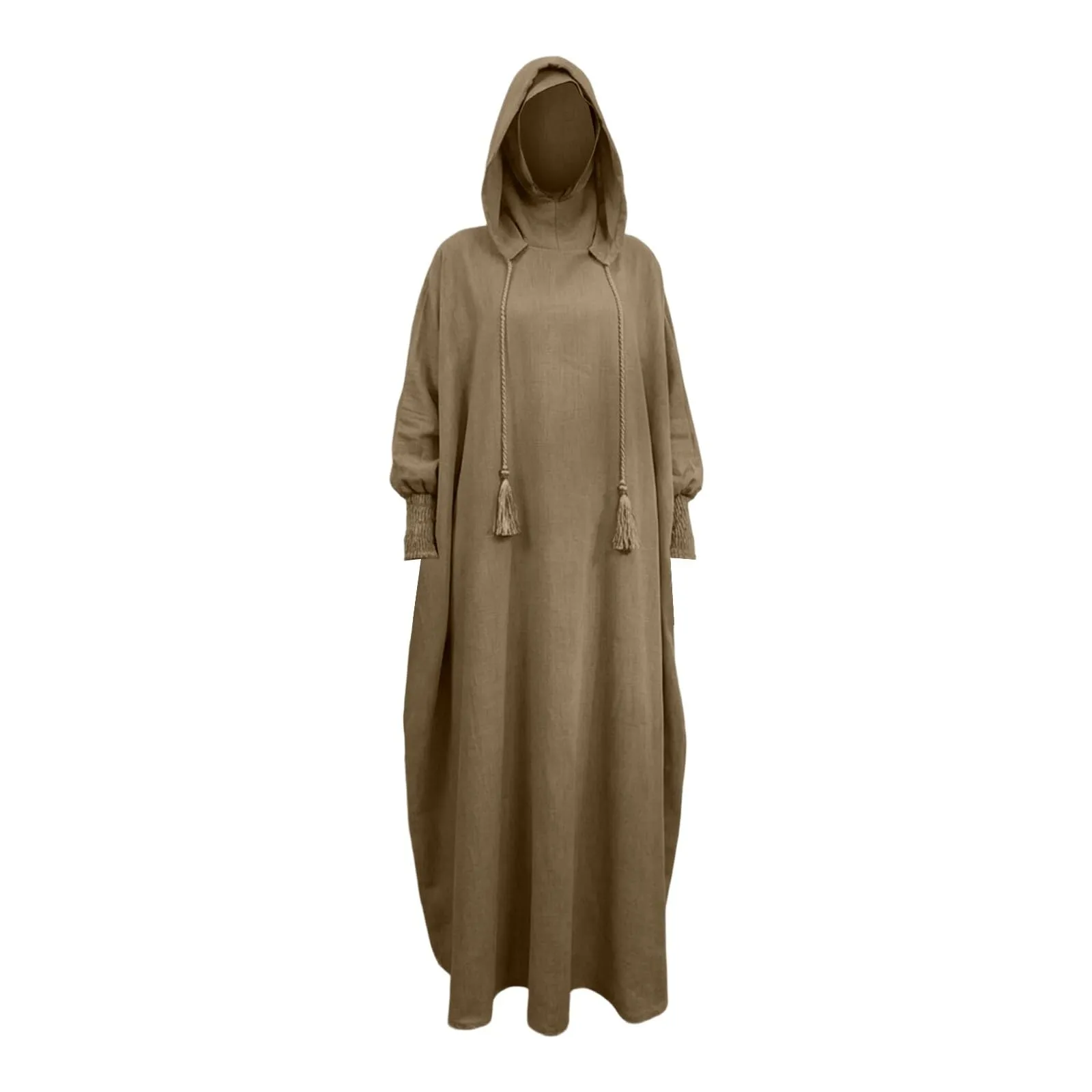 Generisch Abito da preghiera da donna Hijab Abaya Jilbab Islamico beige XXL - immagine 7