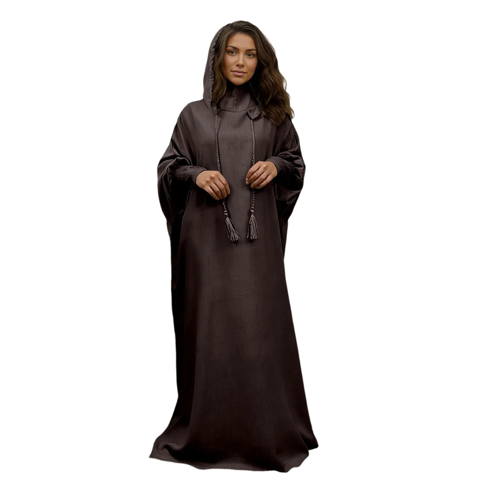 Generisch Abito da preghiera da donna Hijab Abaya Jilbab Islamico, Caffè, M - immagine 1