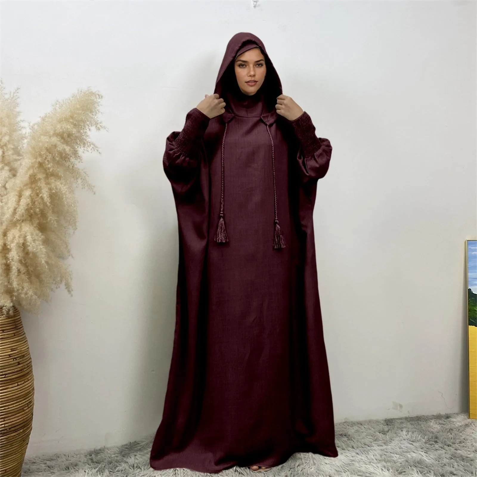 Generisch Abito da preghiera da donna Hijab Abaya Jilbab Burka, rosso mattone, XXL - immagine 2