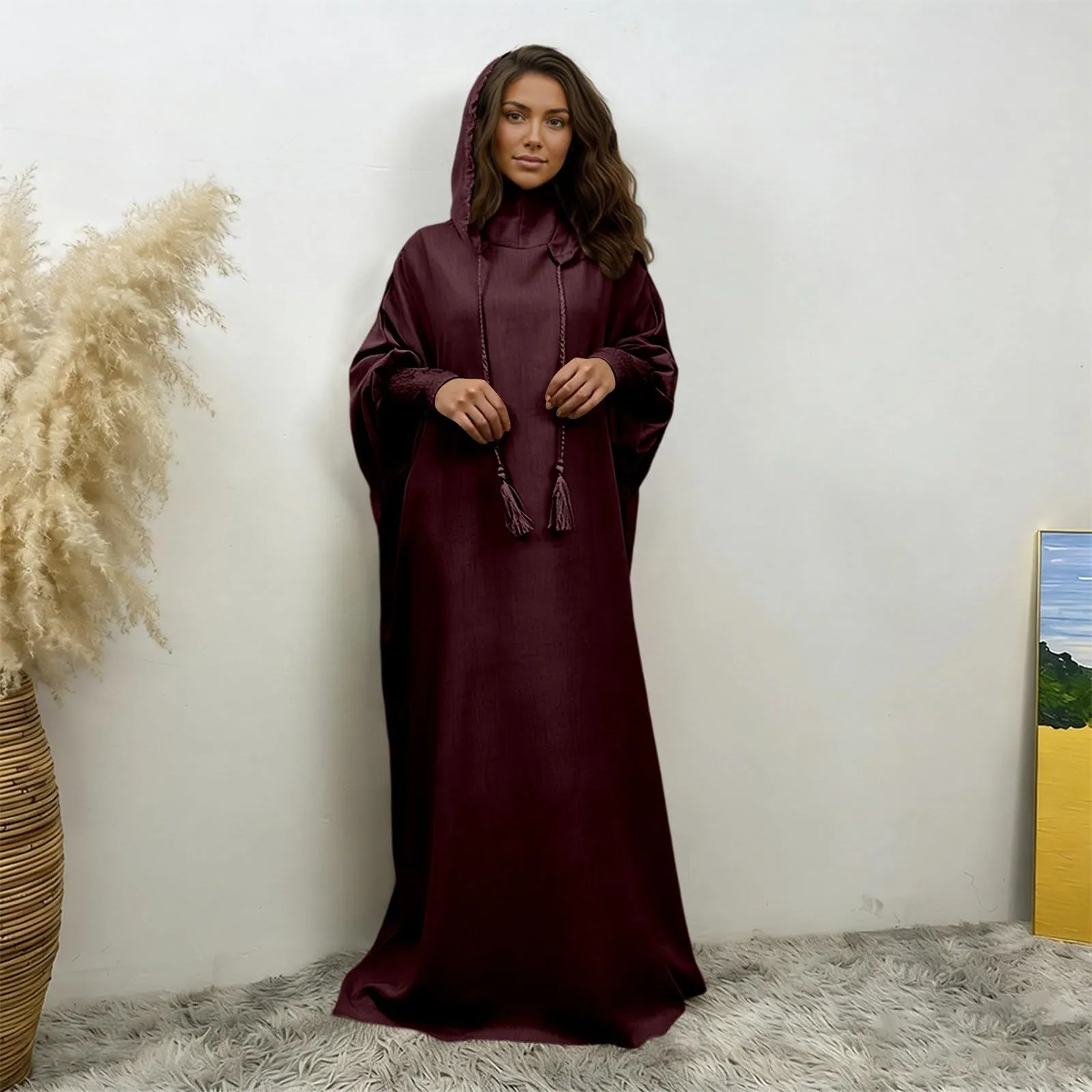 Generisch Abito da preghiera da donna Hijab Abaya Jilbab Burka, rosso mattone, XXL - immagine 3