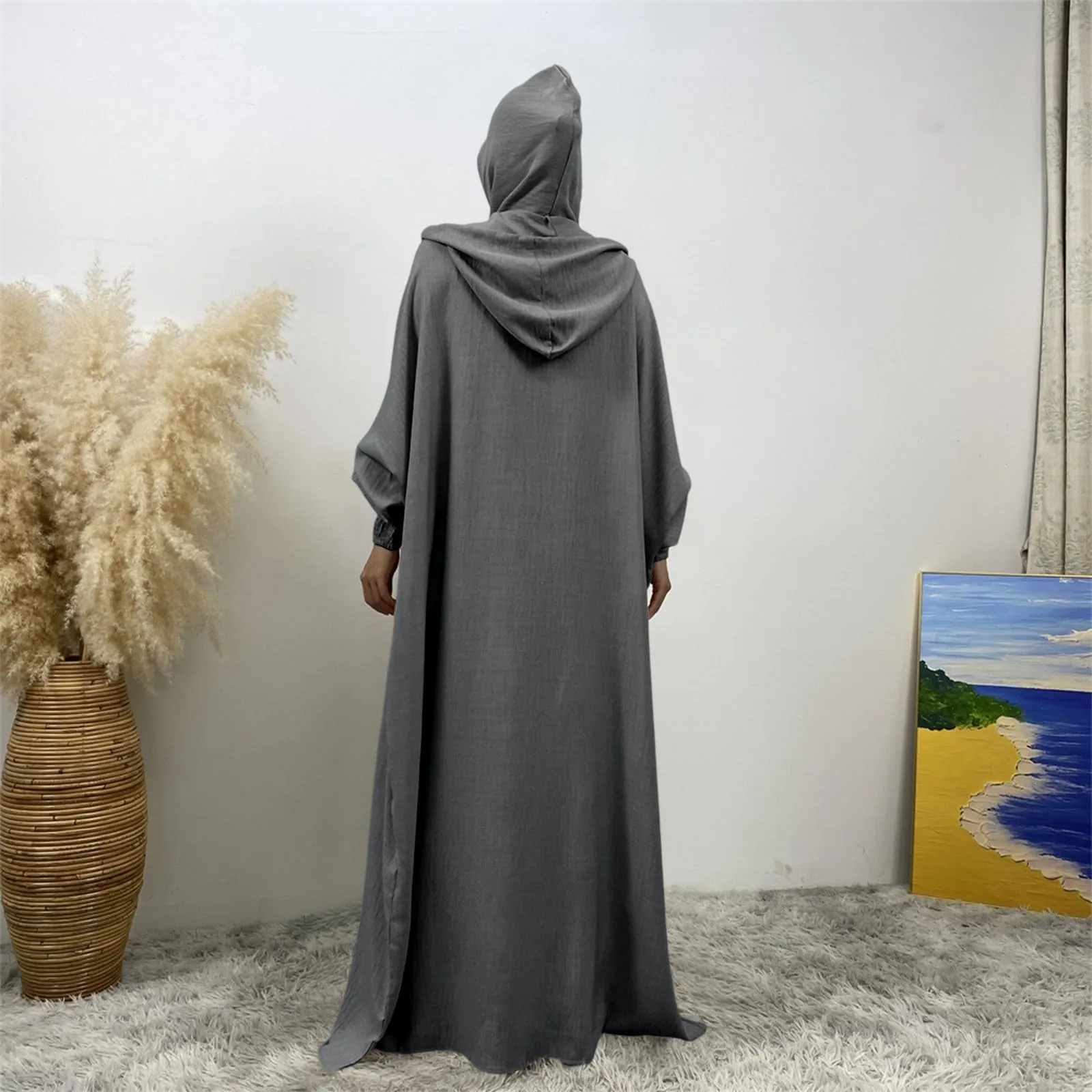 Generisch Abito da preghiera da donna Hijab Abaya Jilbab Burka, Grigio, XL - immagine 5