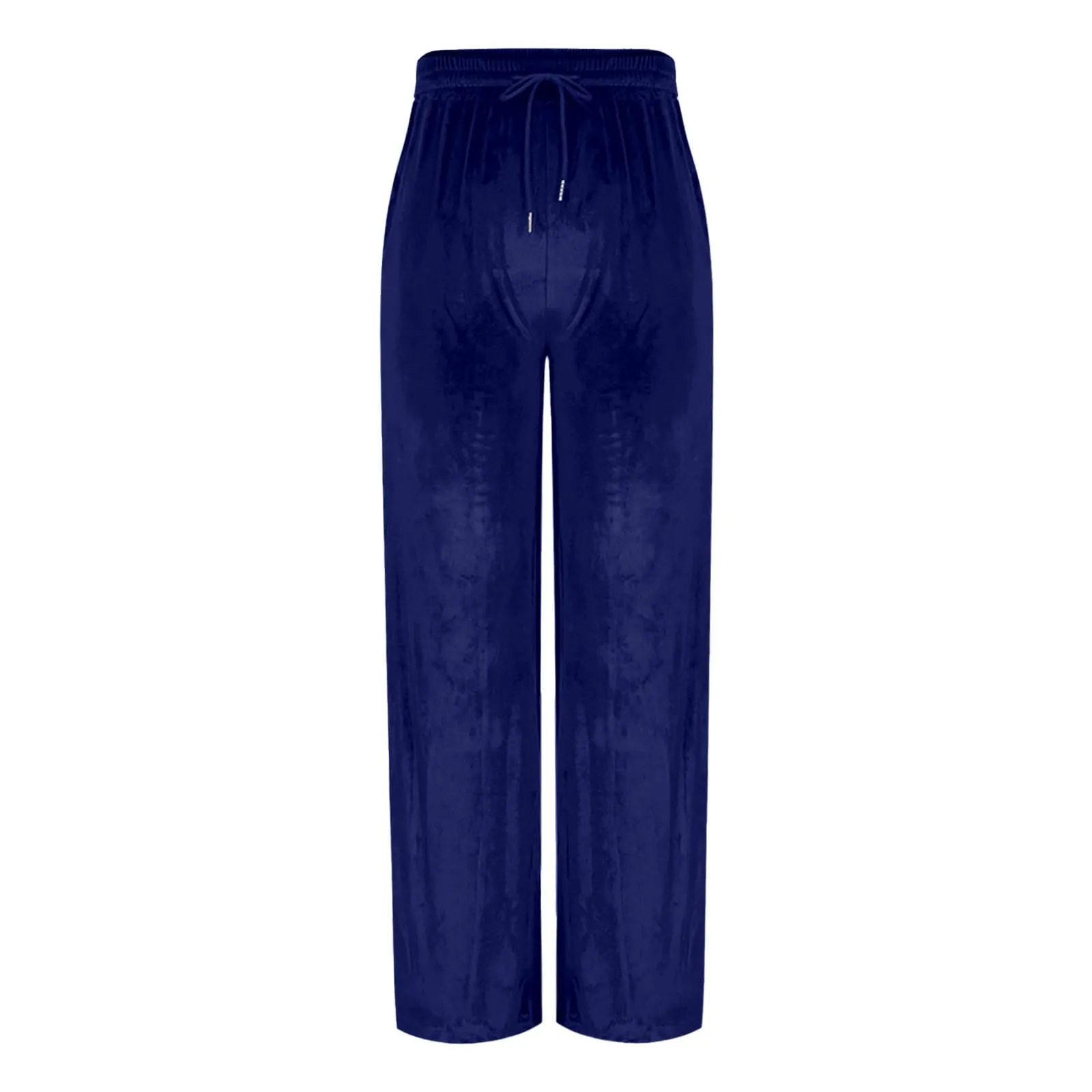 Gefomuofe Pantaloni a Cordino Donna Gamba Larga a Vita Alta Blu - immagine 5