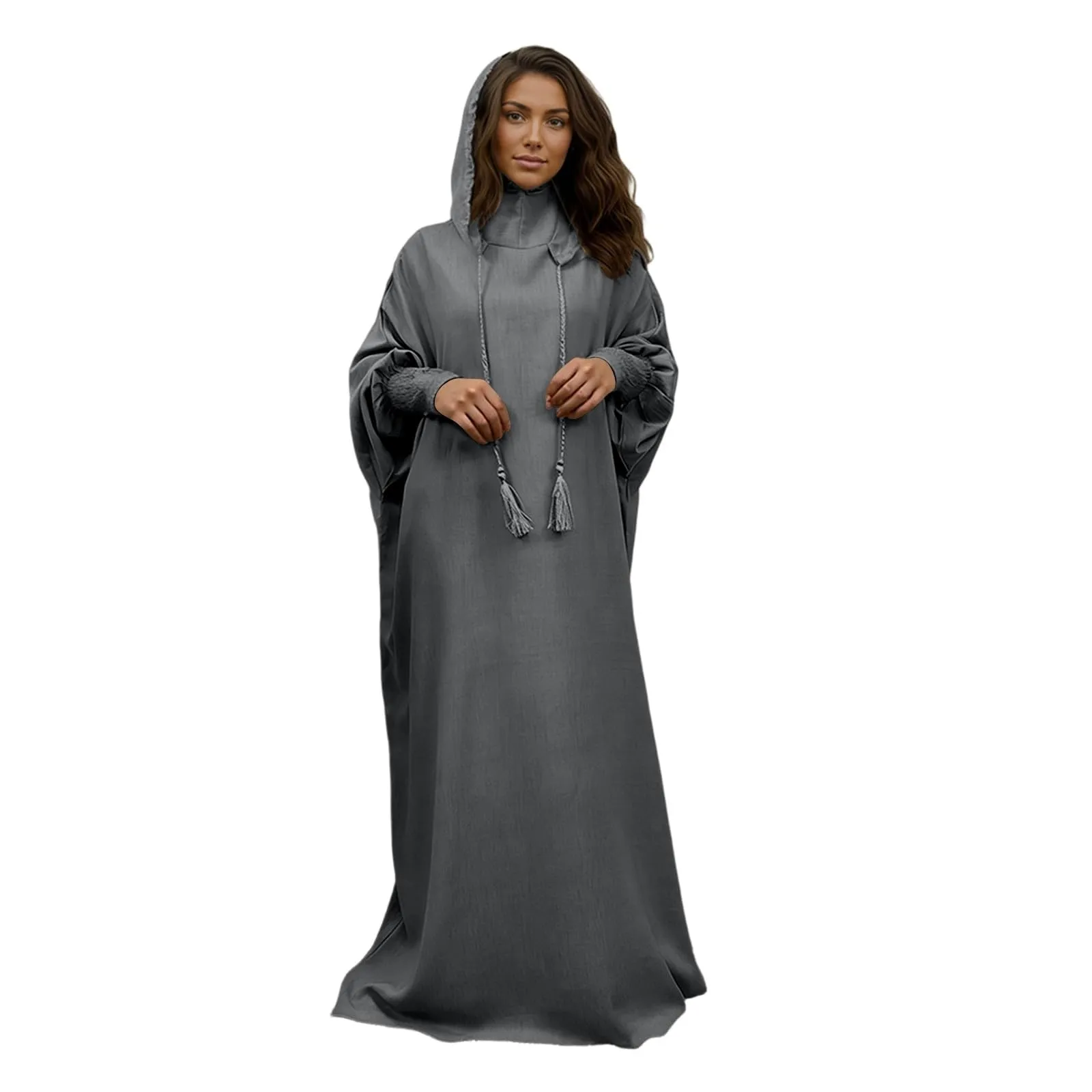 Generisch Abito da preghiera da donna Hijab Abaya Jilbab Islamico, Grigio, S - immagine 1