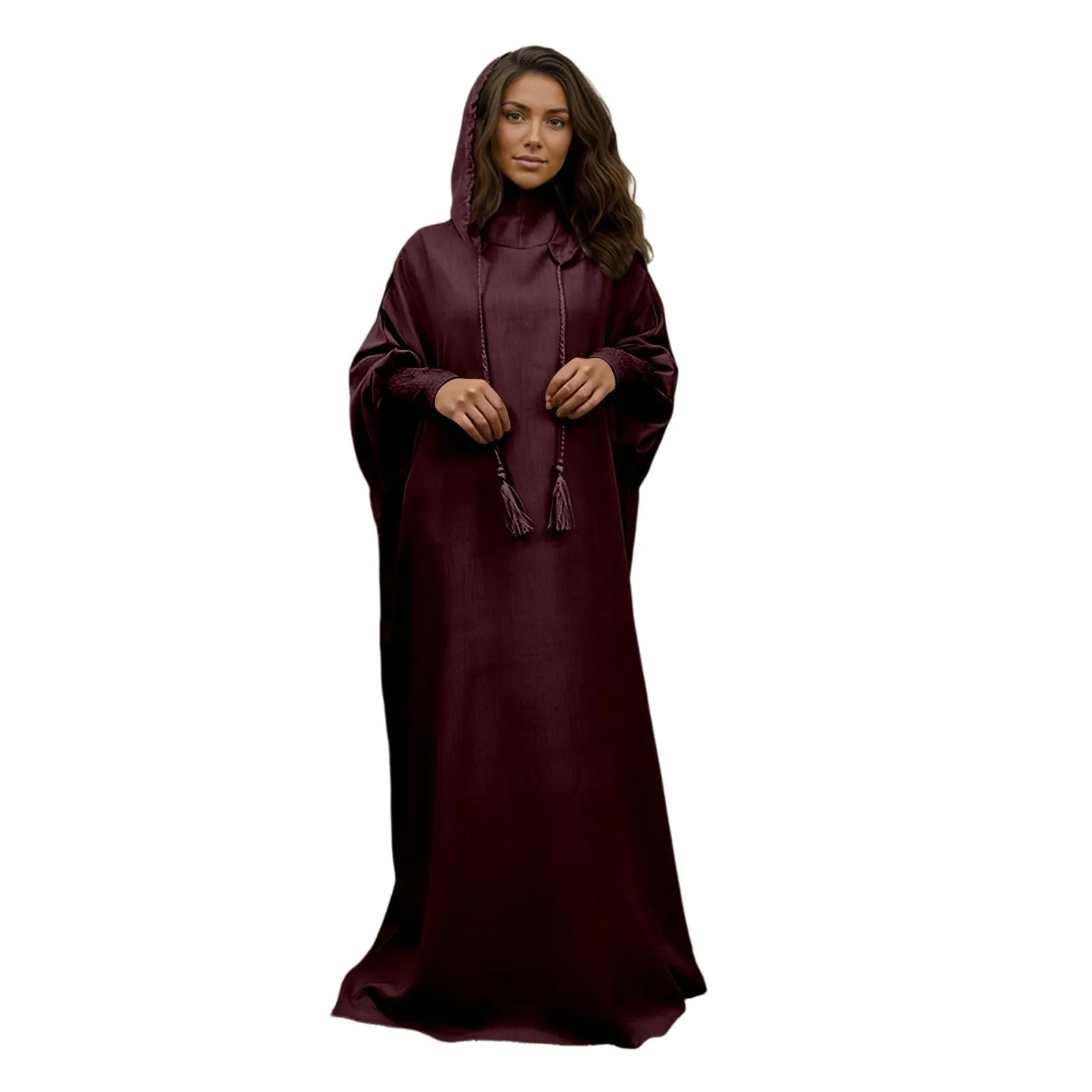 Generisch Abito da Preghiera Donna Hijab Abaya Jilbab Burka, Rosso Mattone, L - immagine 1