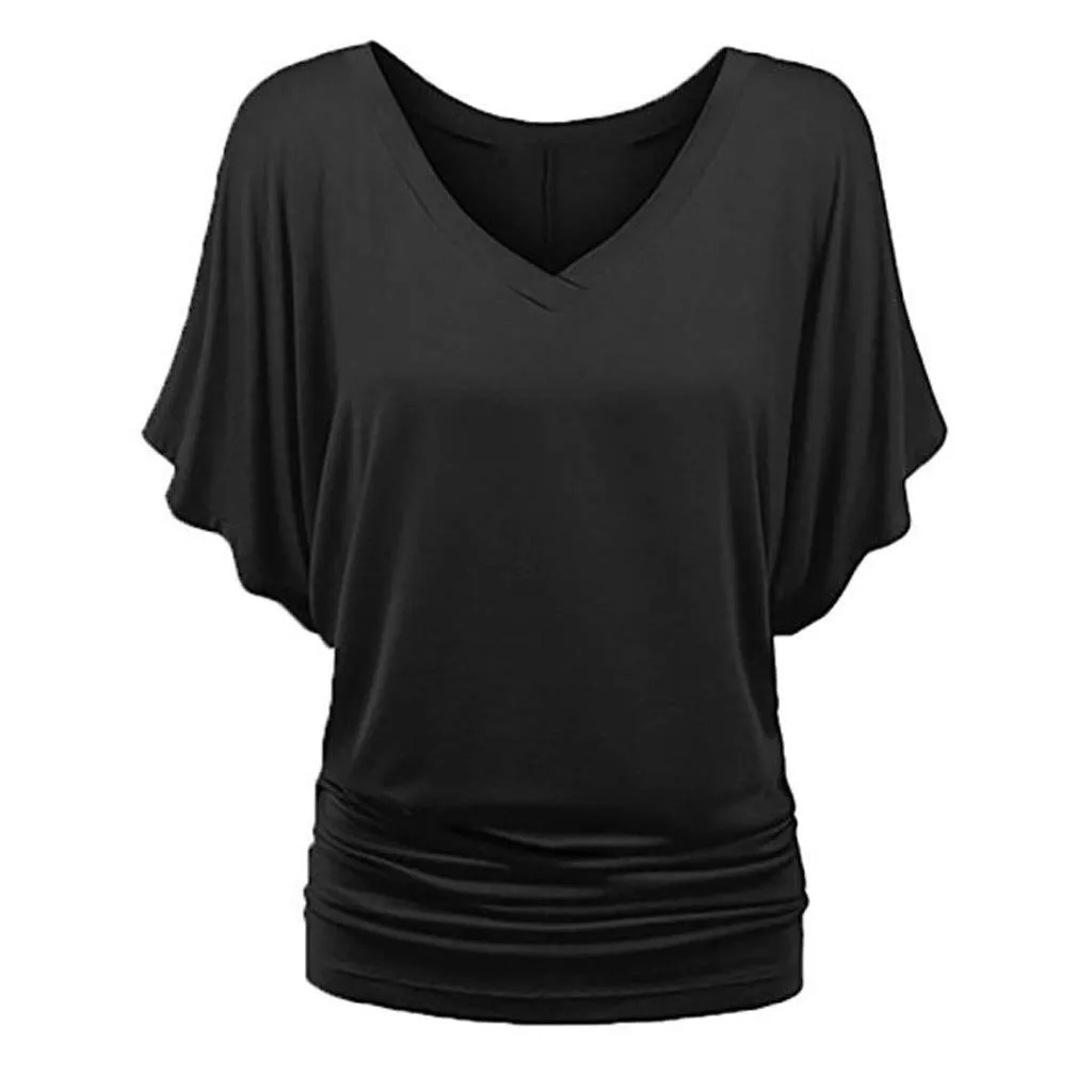 Generisch Maglietta Estiva Donna Maniche Lunghe a Pistrello Nero 4XL - immagine 2