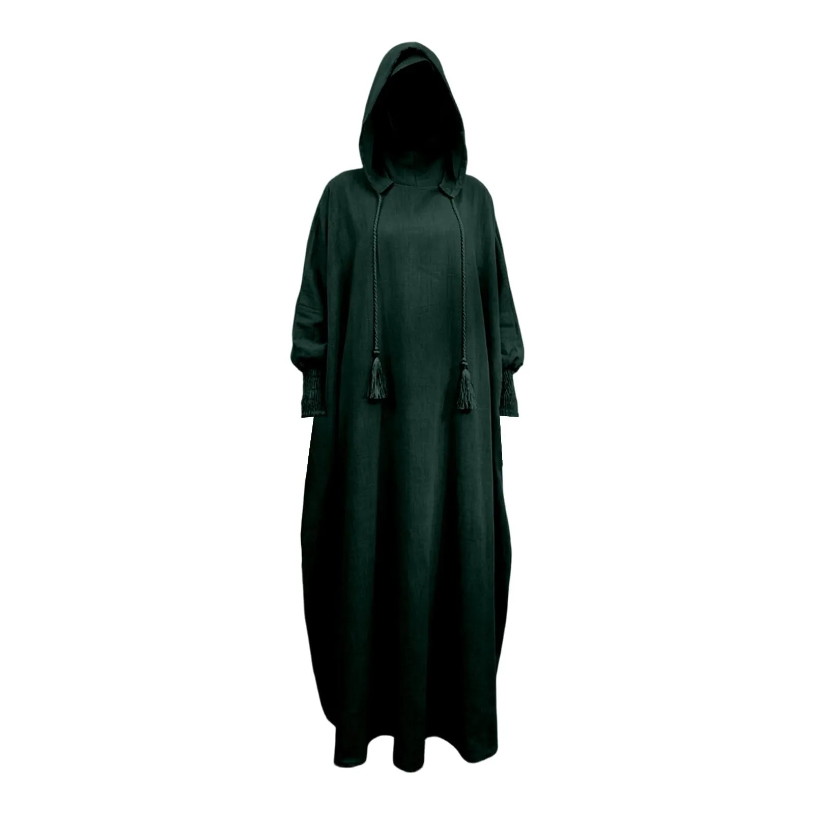 Abito da preghiera da donna Hijab Abaya Jilbab Islamico, verde scuro, M - immagine 7