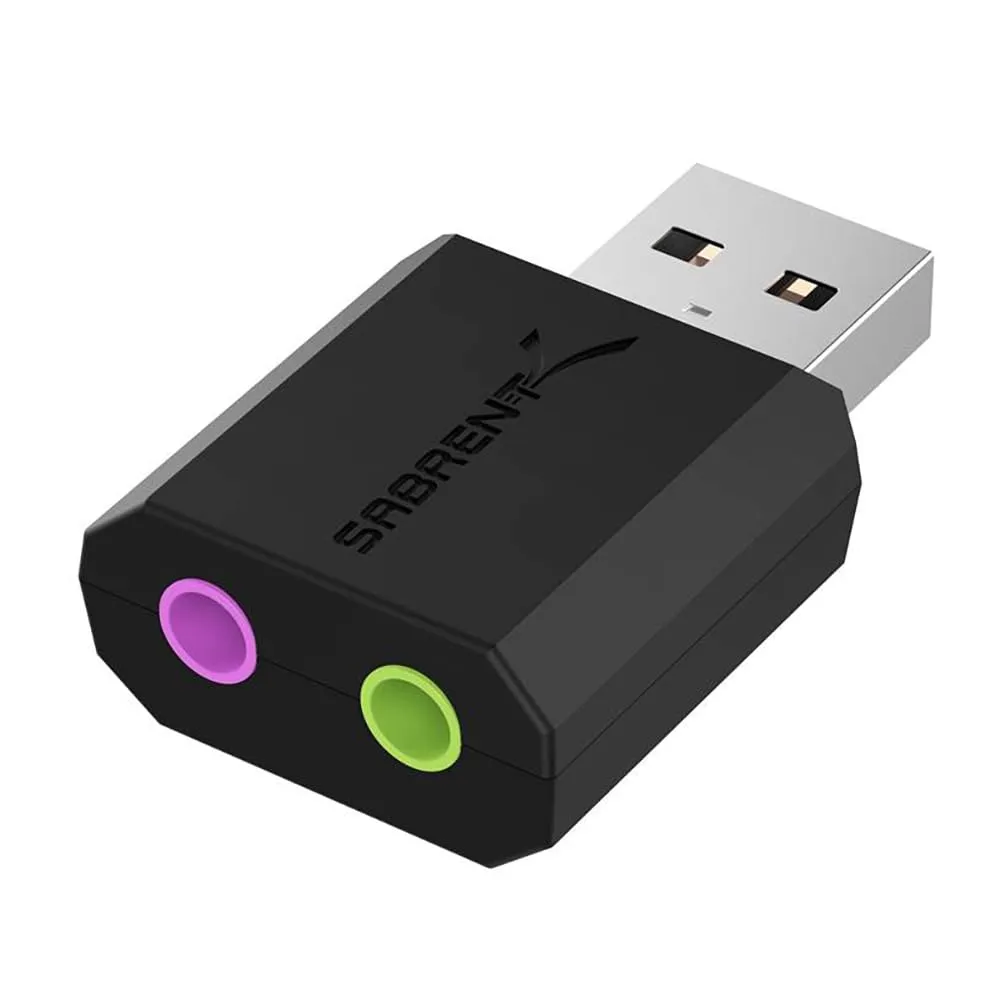 Sabrent Scheda Audio USB Esterna AU-MMSA, Adattatore USB a Jack 3,5mm per Cuffie e Microfono, Nero - immagine 1