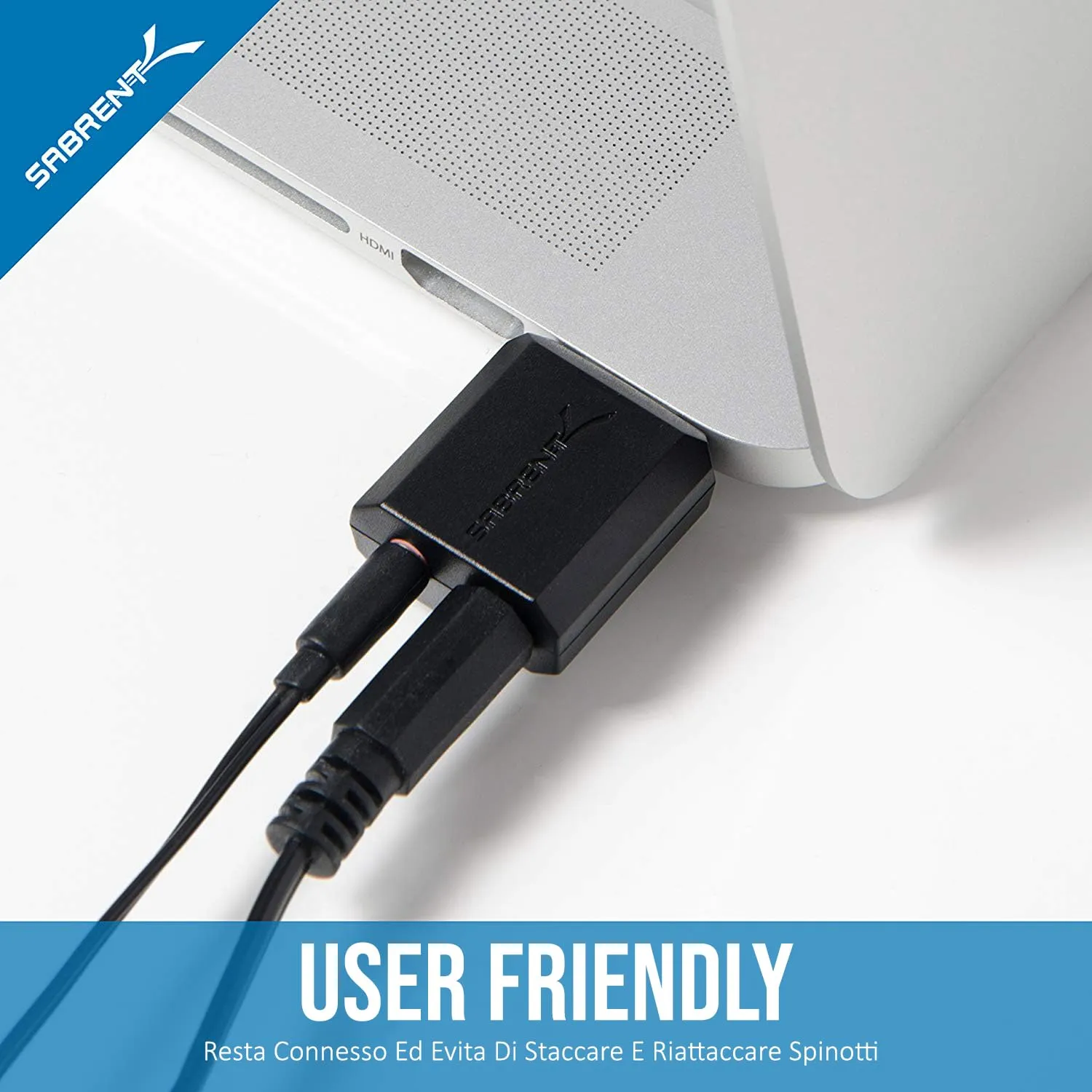 Sabrent Scheda Audio USB Esterna AU-MMSA, Adattatore USB a Jack 3,5mm per Cuffie e Microfono, Nero - immagine 5