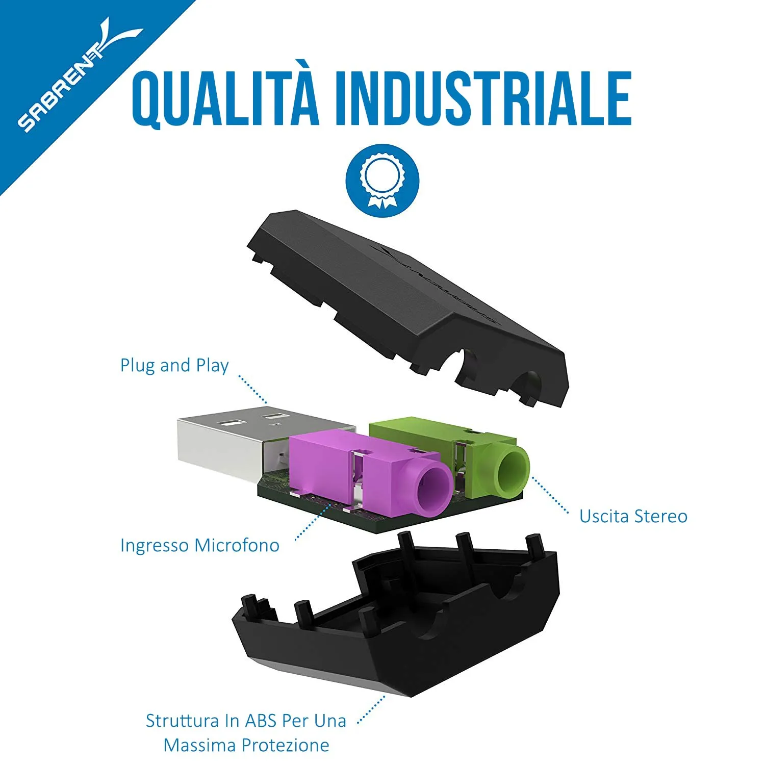 Sabrent Scheda Audio USB Esterna AU-MMSA, Adattatore USB a Jack 3,5mm per Cuffie e Microfono, Nero - immagine 7