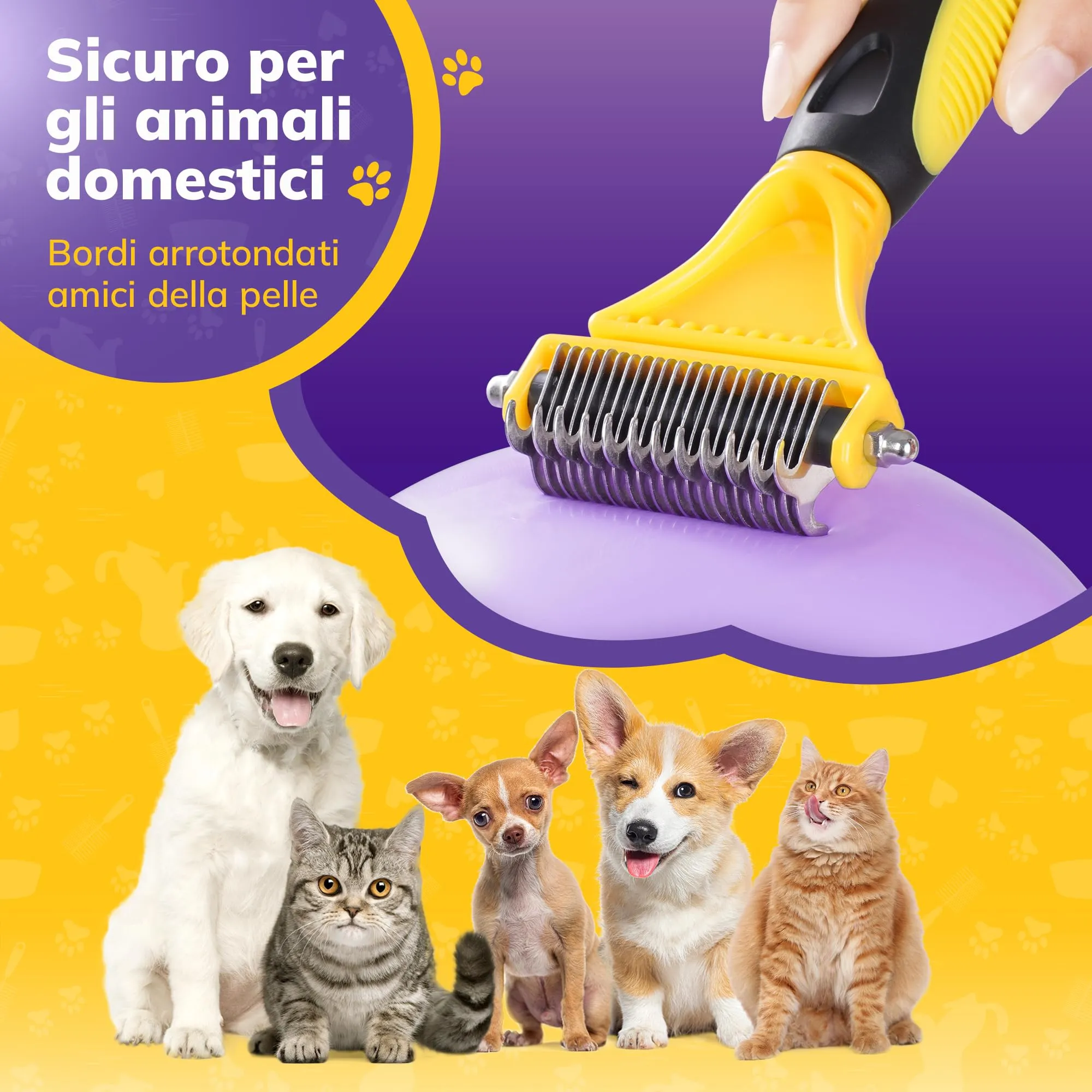 Morpilot Spazzola per Cani e Gatti a Pelo Lungo, Pettine Professionale Cardatore per Sottopelo e Nodi - immagine 5