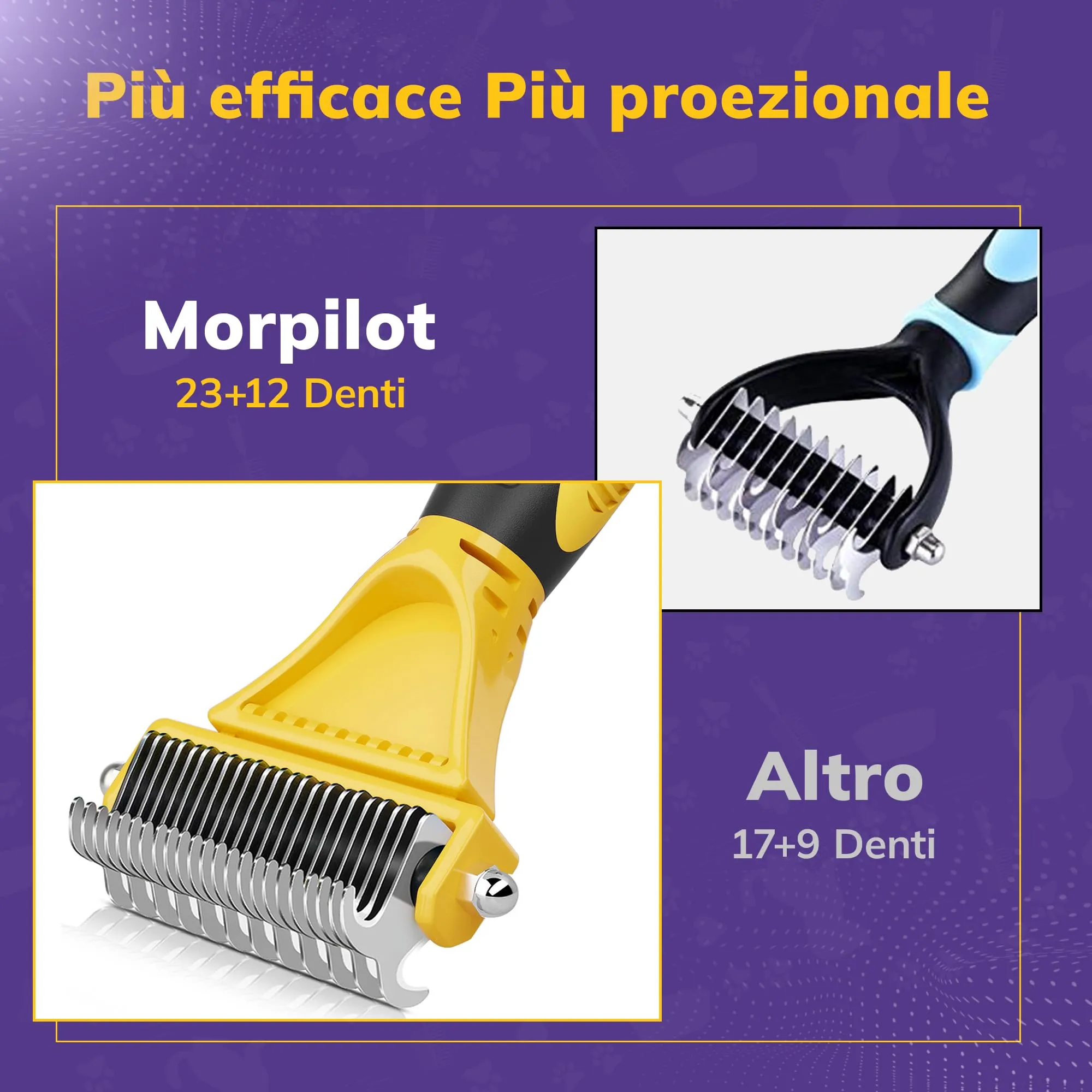 Morpilot Spazzola per Cani e Gatti a Pelo Lungo, Pettine Professionale Cardatore per Sottopelo e Nodi - immagine 6