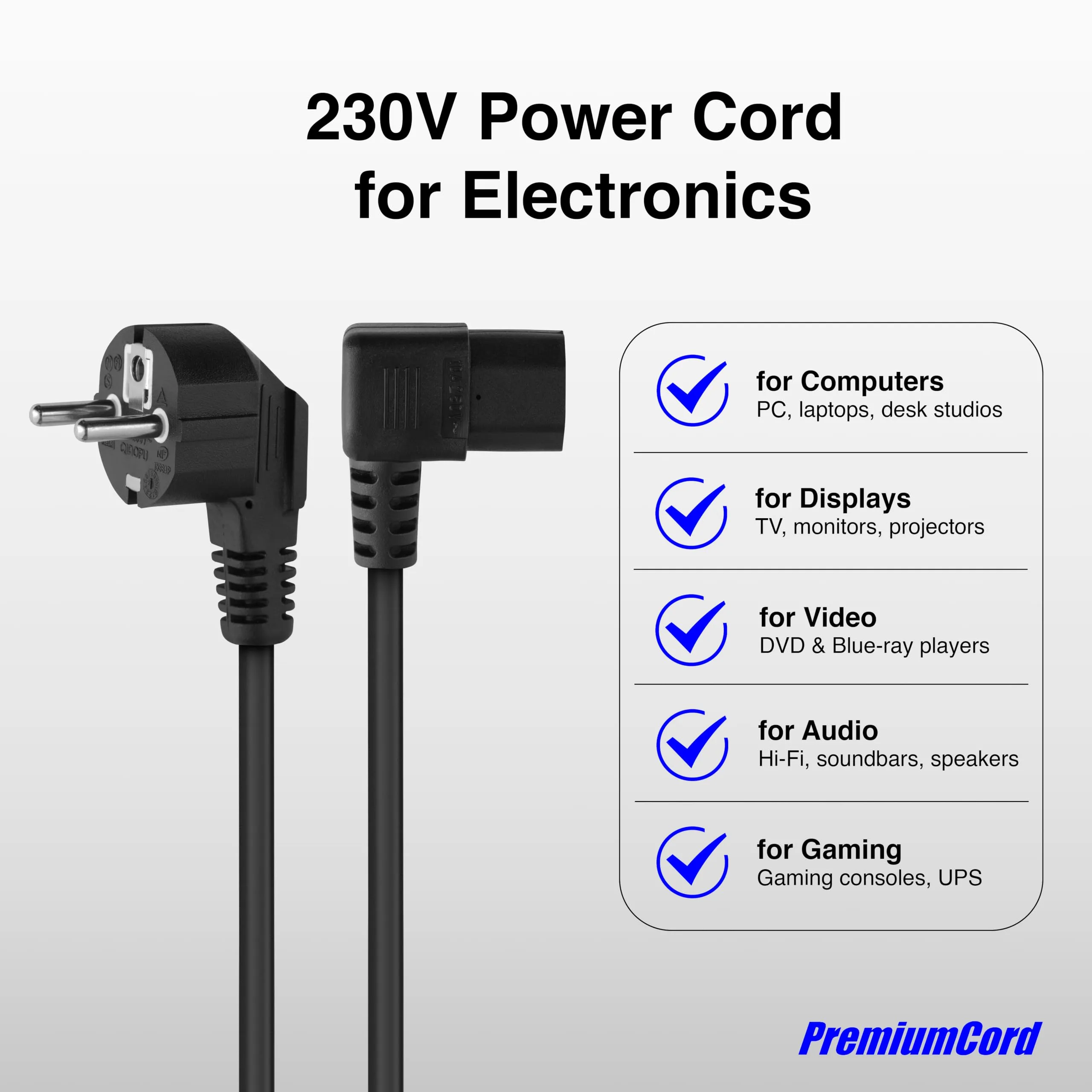 PremiumCord Cavo di Alimentazione IEC 320 C13, 230V, 5 m, Nero - immagine 4